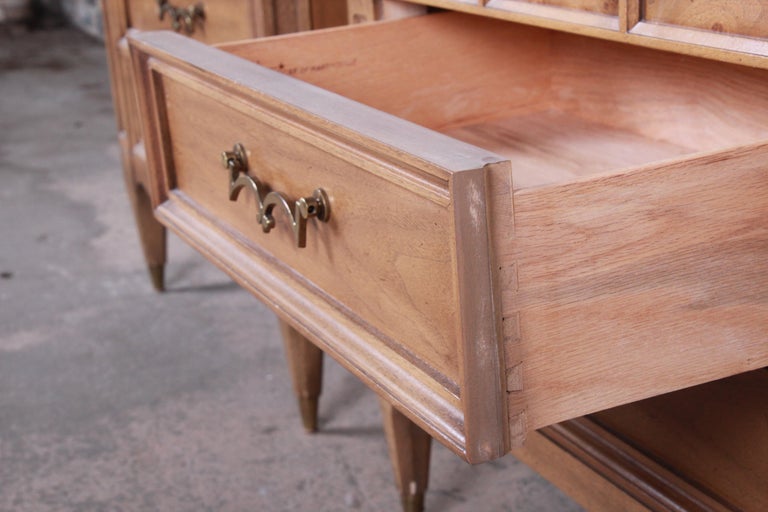 American of Martinsville MidCentury Modern Cherry and Burl Nightstands