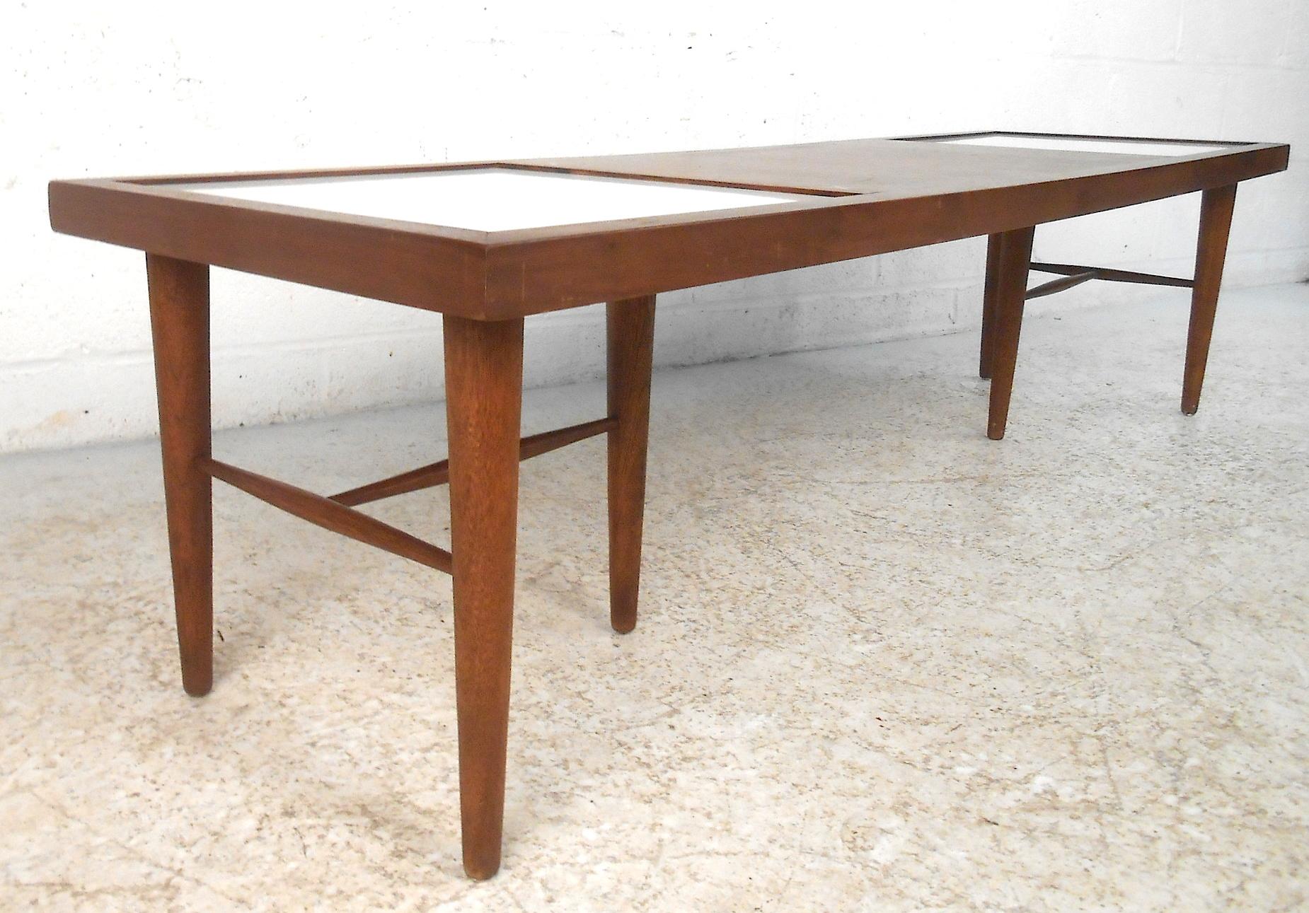 American of Martinsville Mid-Century Modern Coffee Table with Tile Inlay In Good Condition For Sale In Brooklyn, NY