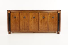 American of Martinsville Mid Century Walnut and Burlwood Credenza