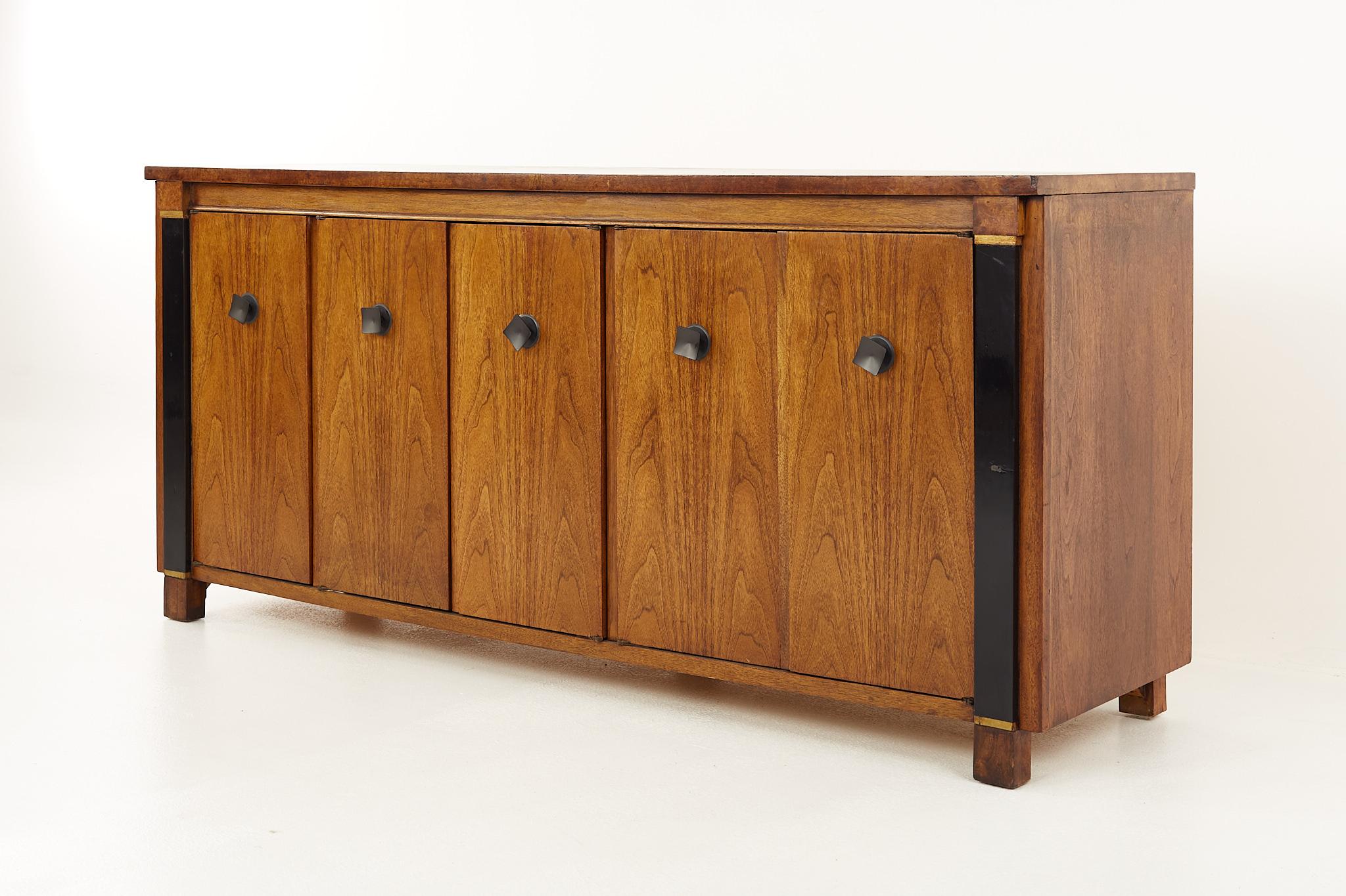 Mid-Century Modern American of Martinsville Mid Century Walnut and Burlwood Credenza