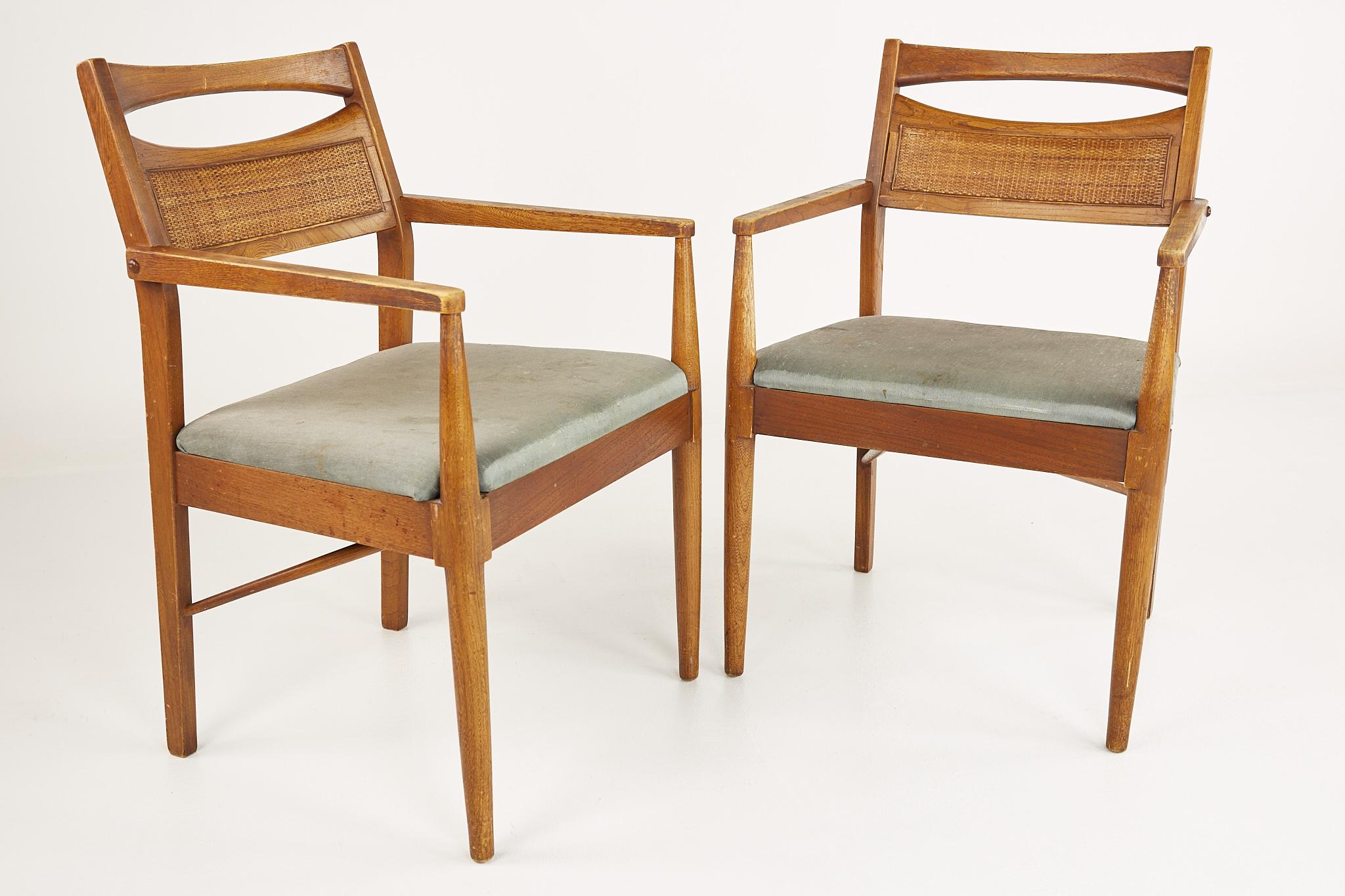 American of Martinsville Mid Century Walnut and Cane Back Dining Chairs, Set 4 2