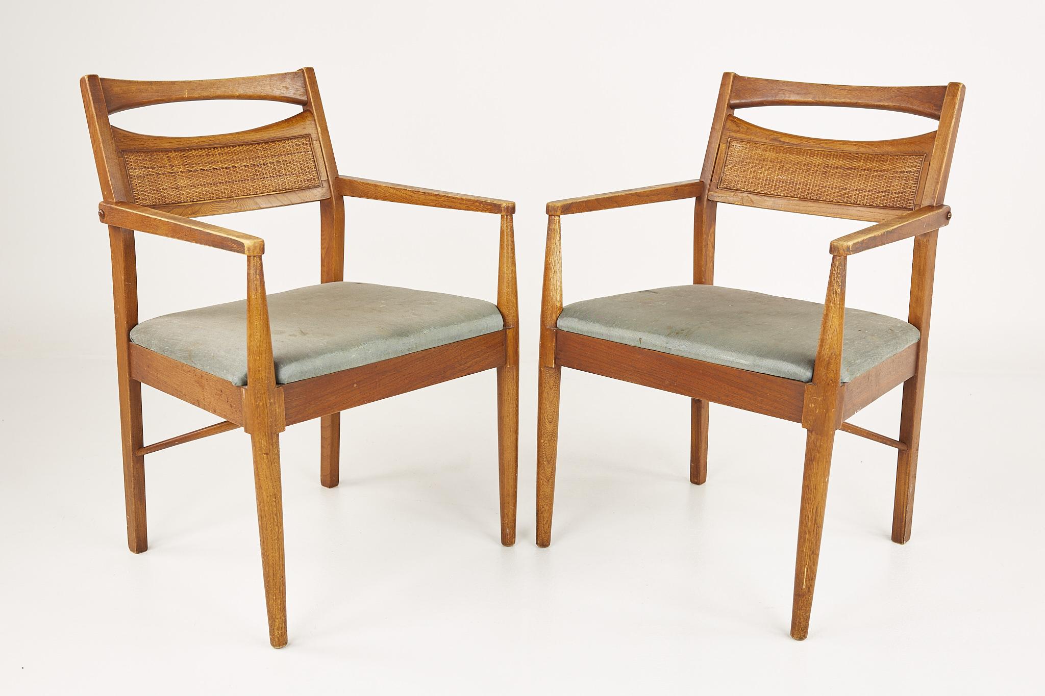 American of Martinsville Mid Century Walnut and Cane Back Dining Chairs, Set 4 3