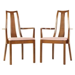 American of Martinsville Mid Century Walnut Captains Chairs - Pair