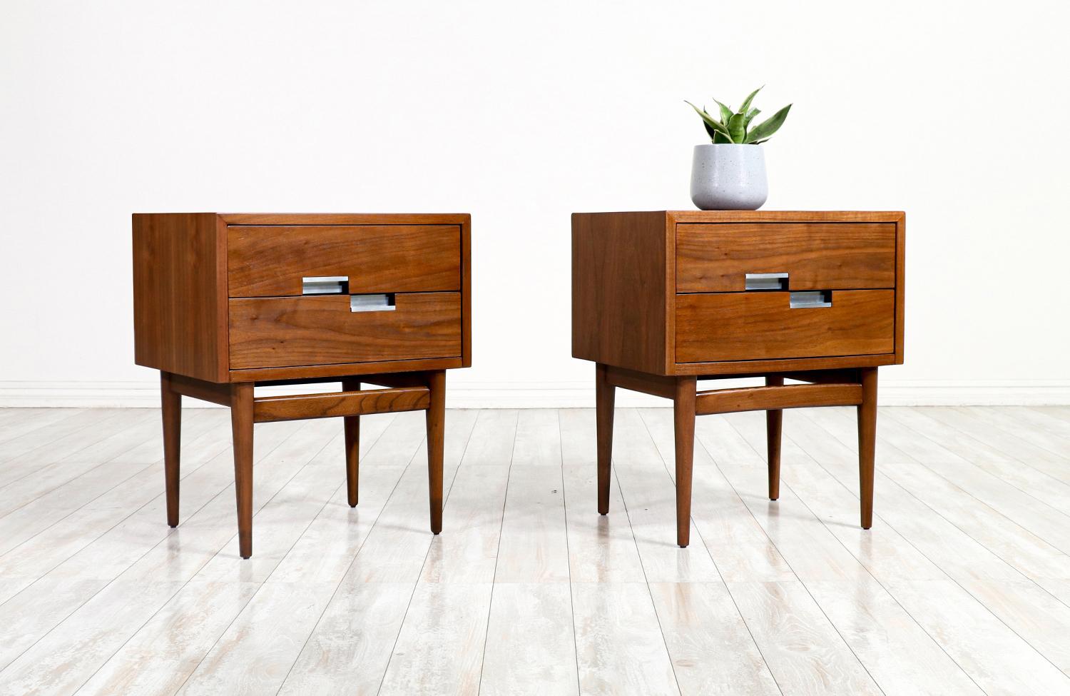 Mid-Century Modern American of Martinsville Night Stands with Steel Accents