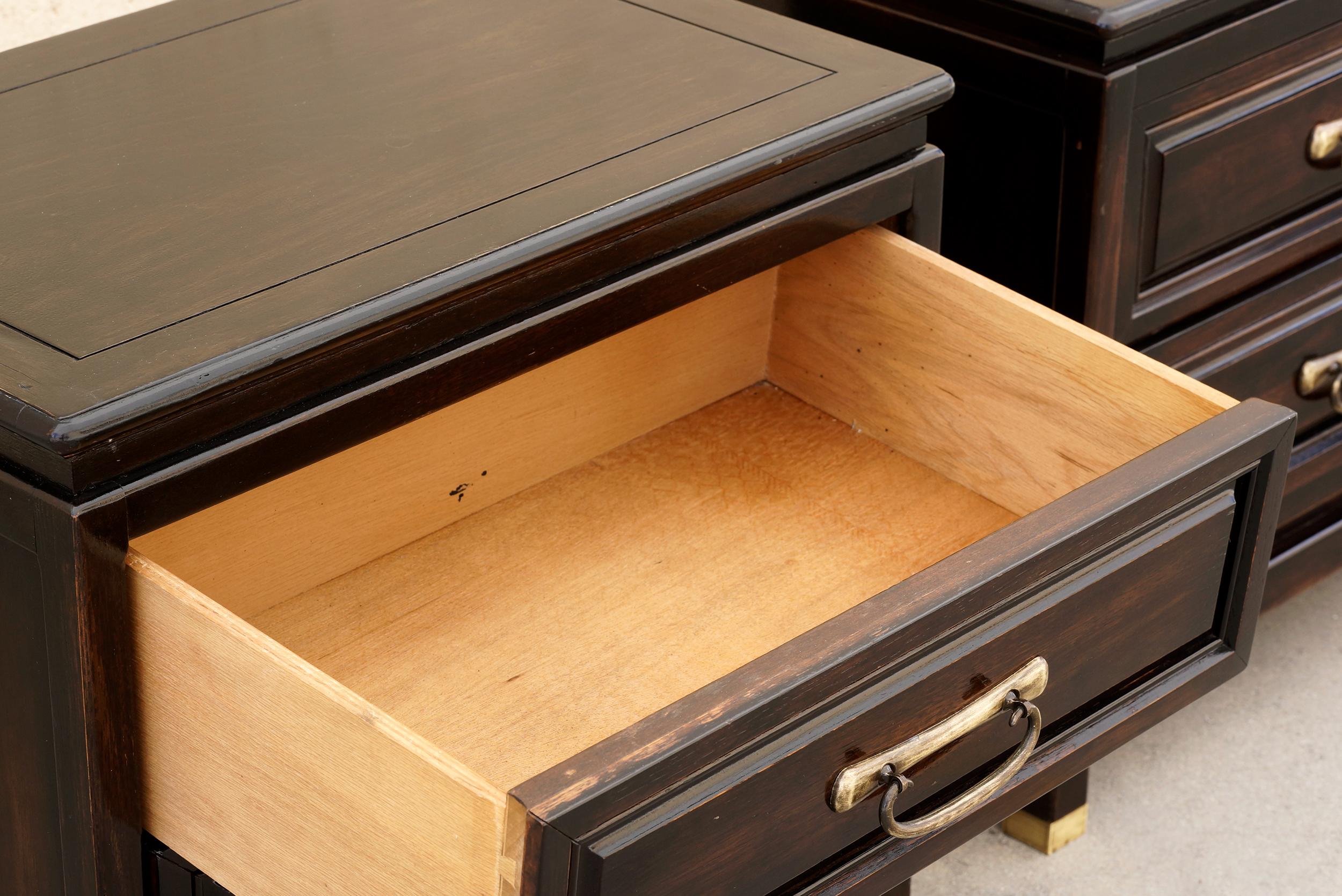 Ebonized American of Martinsville Nightstands, circa 1960s, Refinished