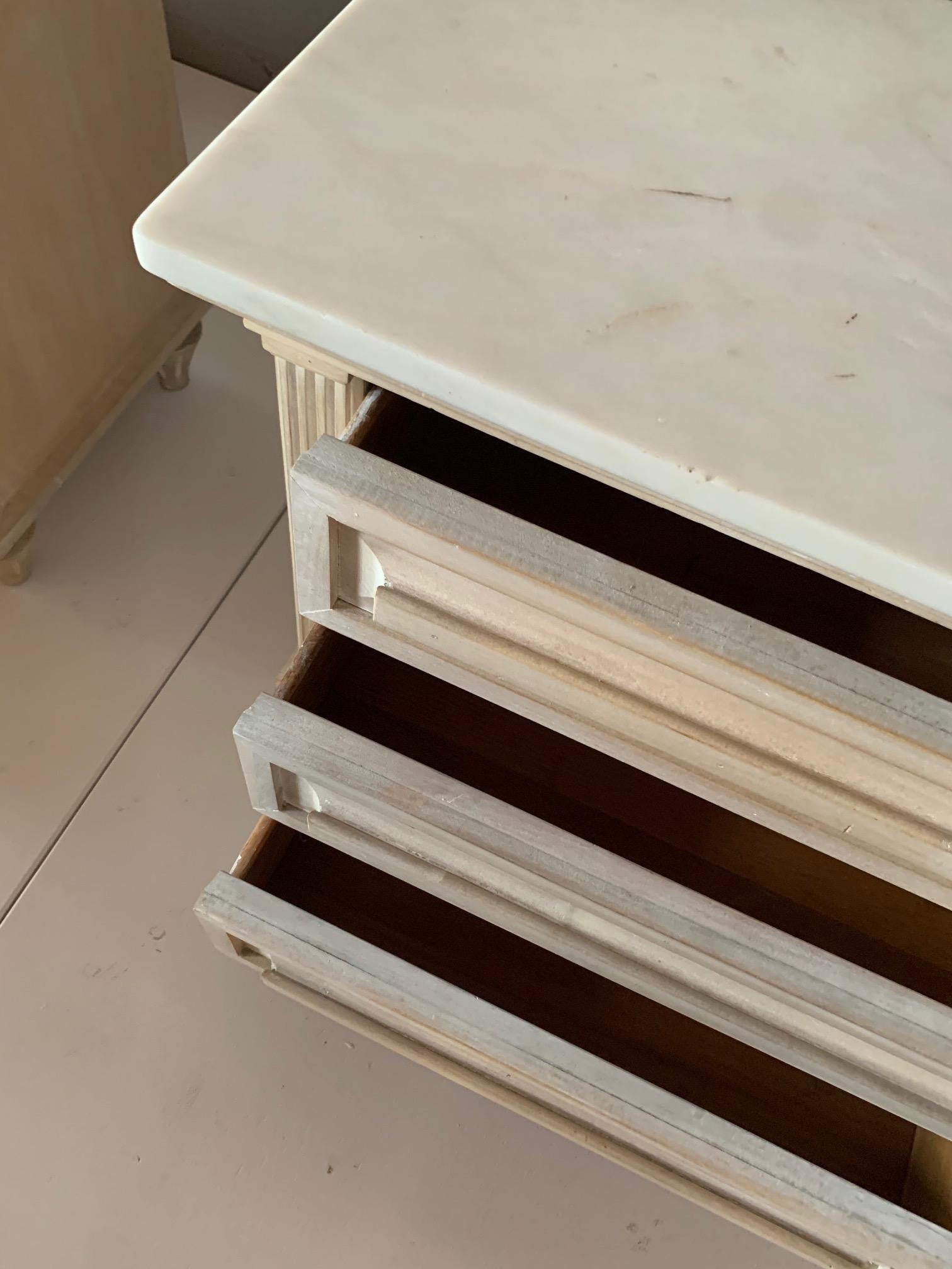 American of Martinsville Nightstands in White Wash Finish and Marble Tops 5