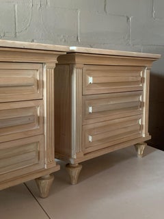 American of Martinsville Nightstands in White Wash Finish and Marble Tops