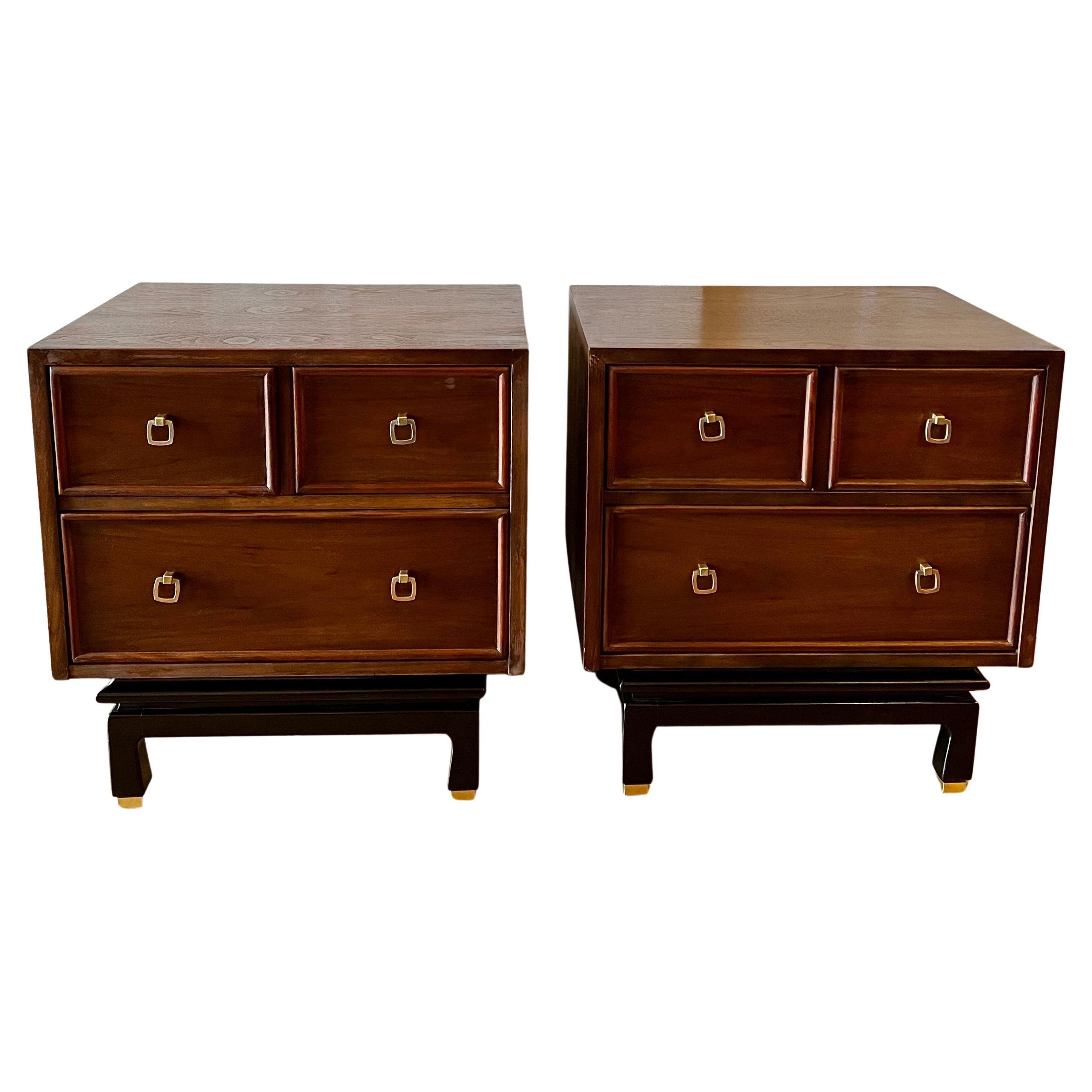 American of Martinsville Pair of Nightstands / Cabinets Hollywood Regency