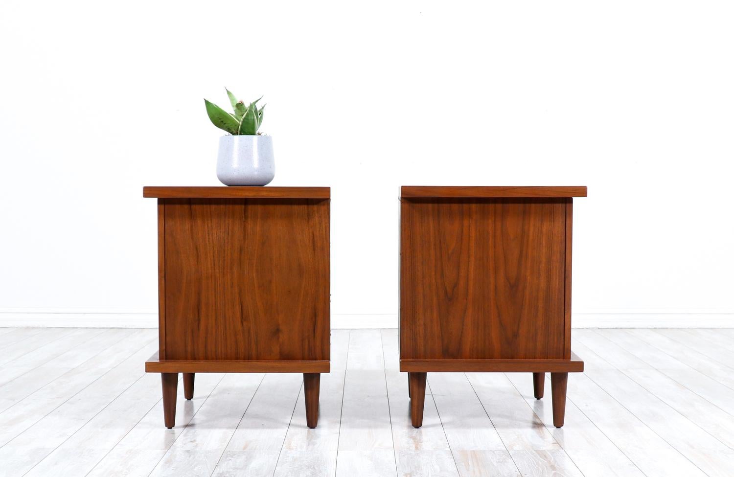 Mid-20th Century American of Martinsville Sculpted Walnut Night Stands