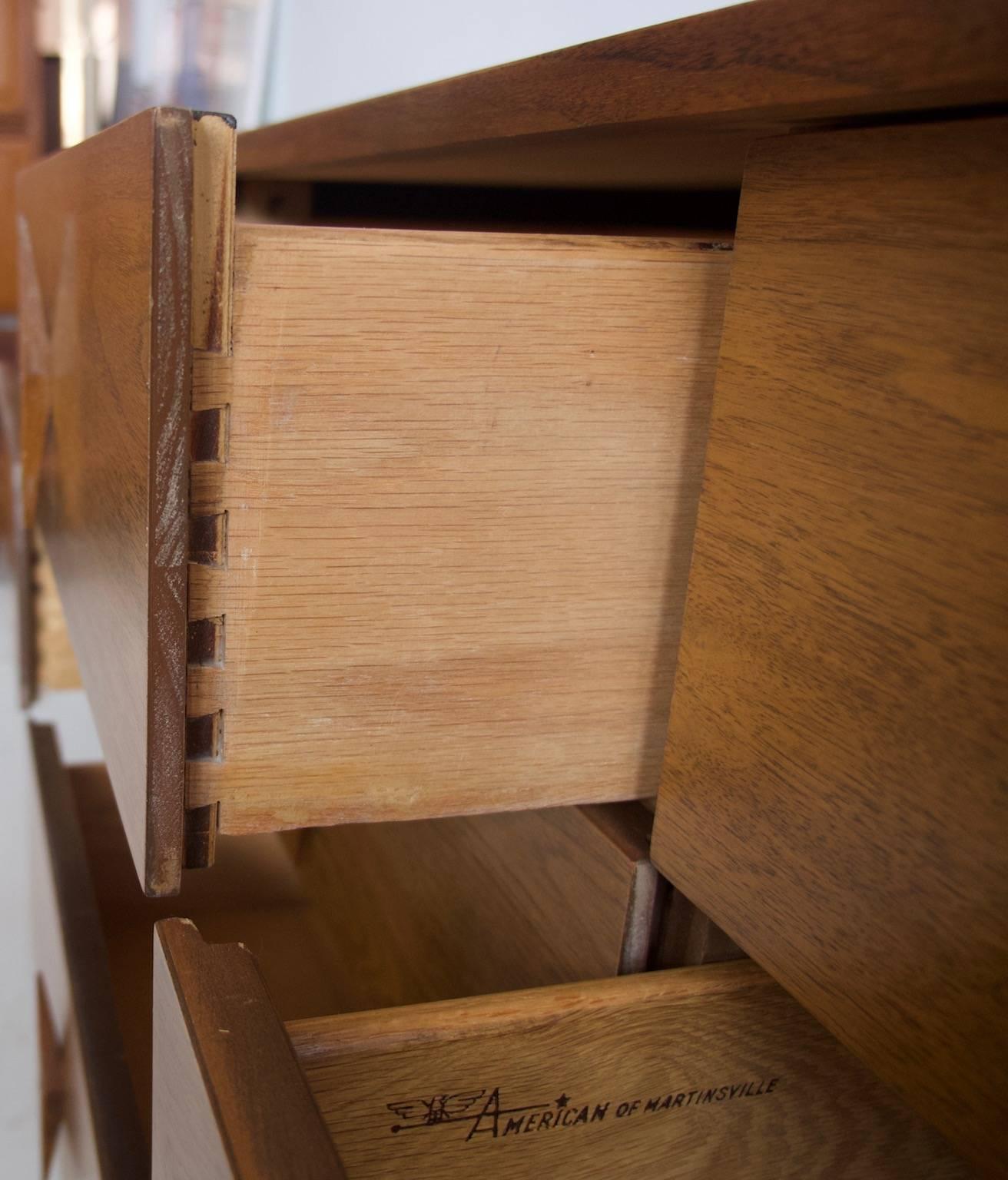 20th Century American of Martinsville Sideboard with Nine Drawers, circa 1950s