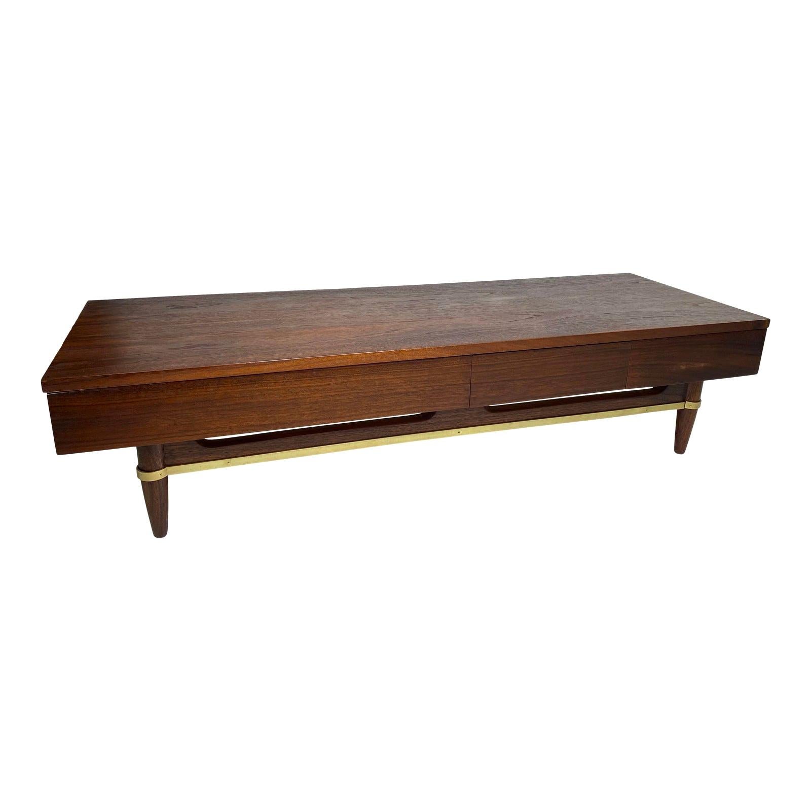 American of Martinsville Walnut Bench by Merton Gershun For Sale