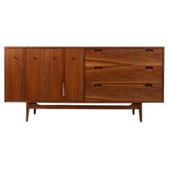 American of Martinsville Walnut Dresser with Bi-Folding Doors