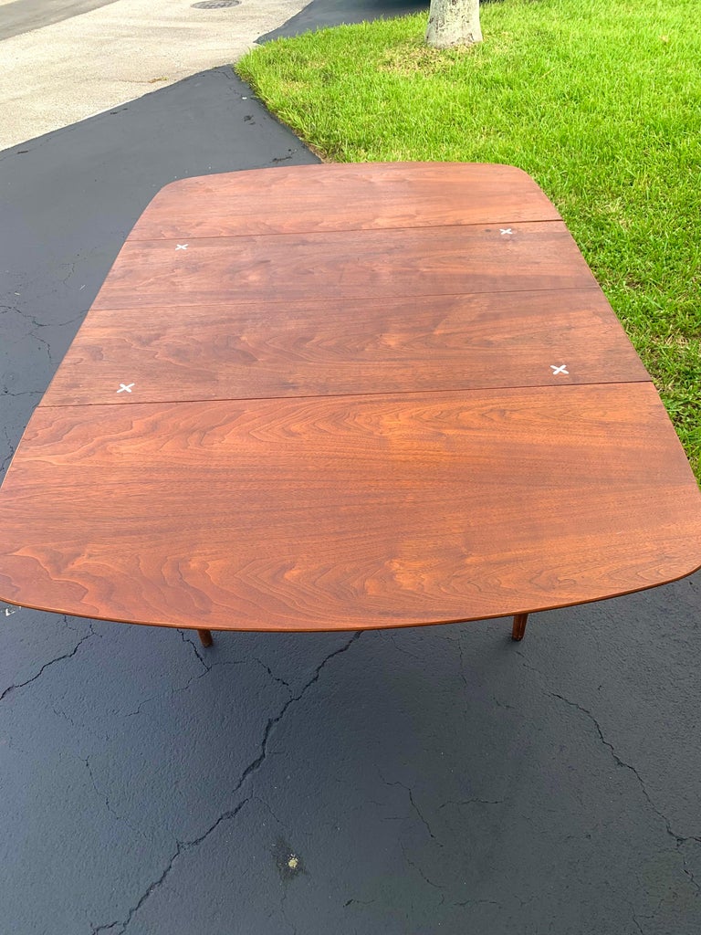 American of Martinsville Walnut Drop Leaf Dining Table by Merton