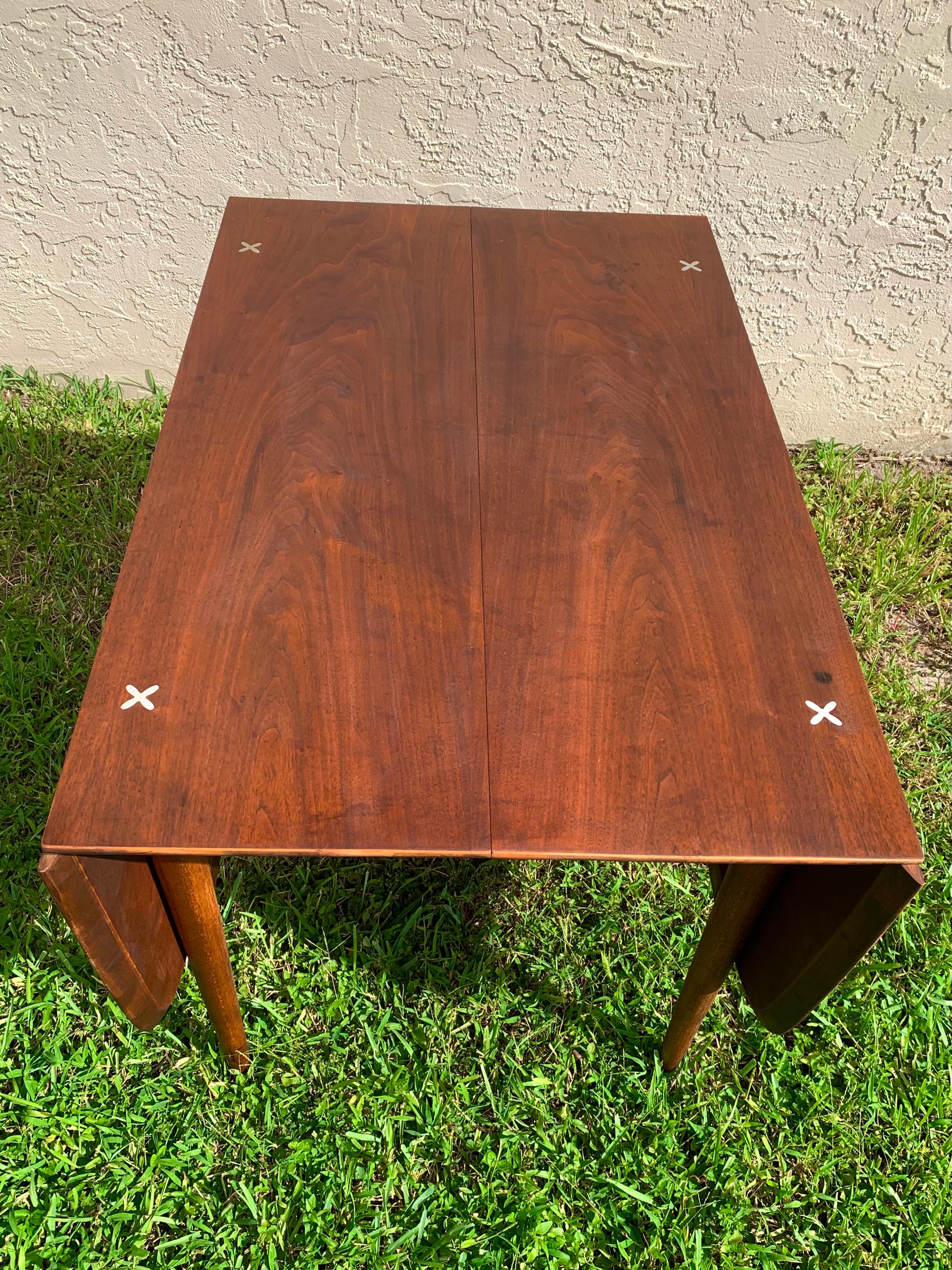 Mid-Century Modern American of Martinsville Walnut Drop Leaf Dining Table by Merton Gershun
