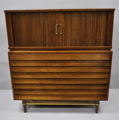 American of Martinsville Walnut Louvered Drawer Dresser Mid-Century Modern Chest