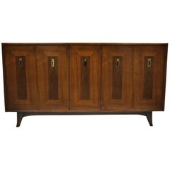 American of Martinsville Walnut Mid-Century Modern Credenza Cabinet Sideboard