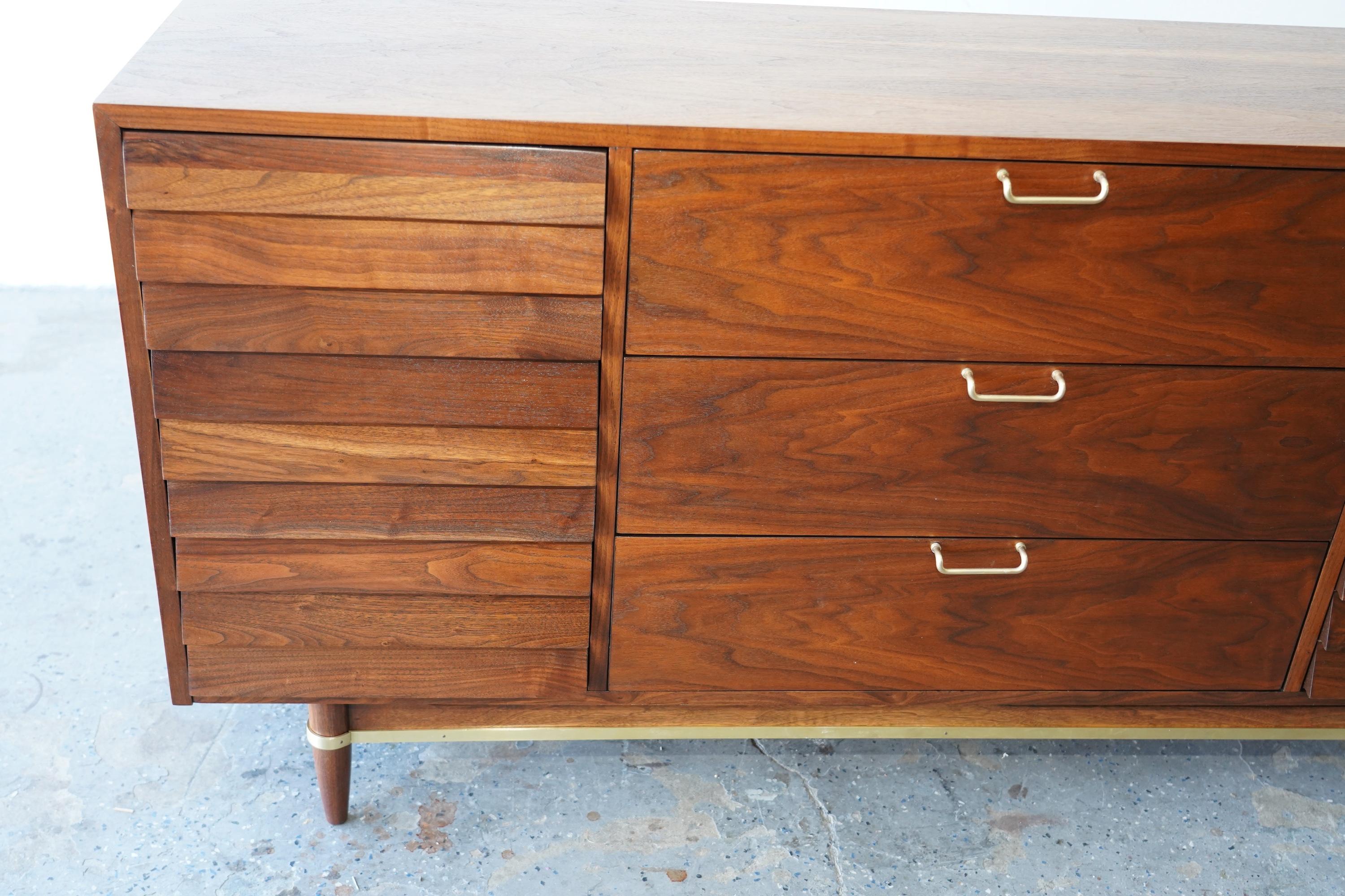 American of Martinsville Walnut Mid Century Modern Long Dresser 4