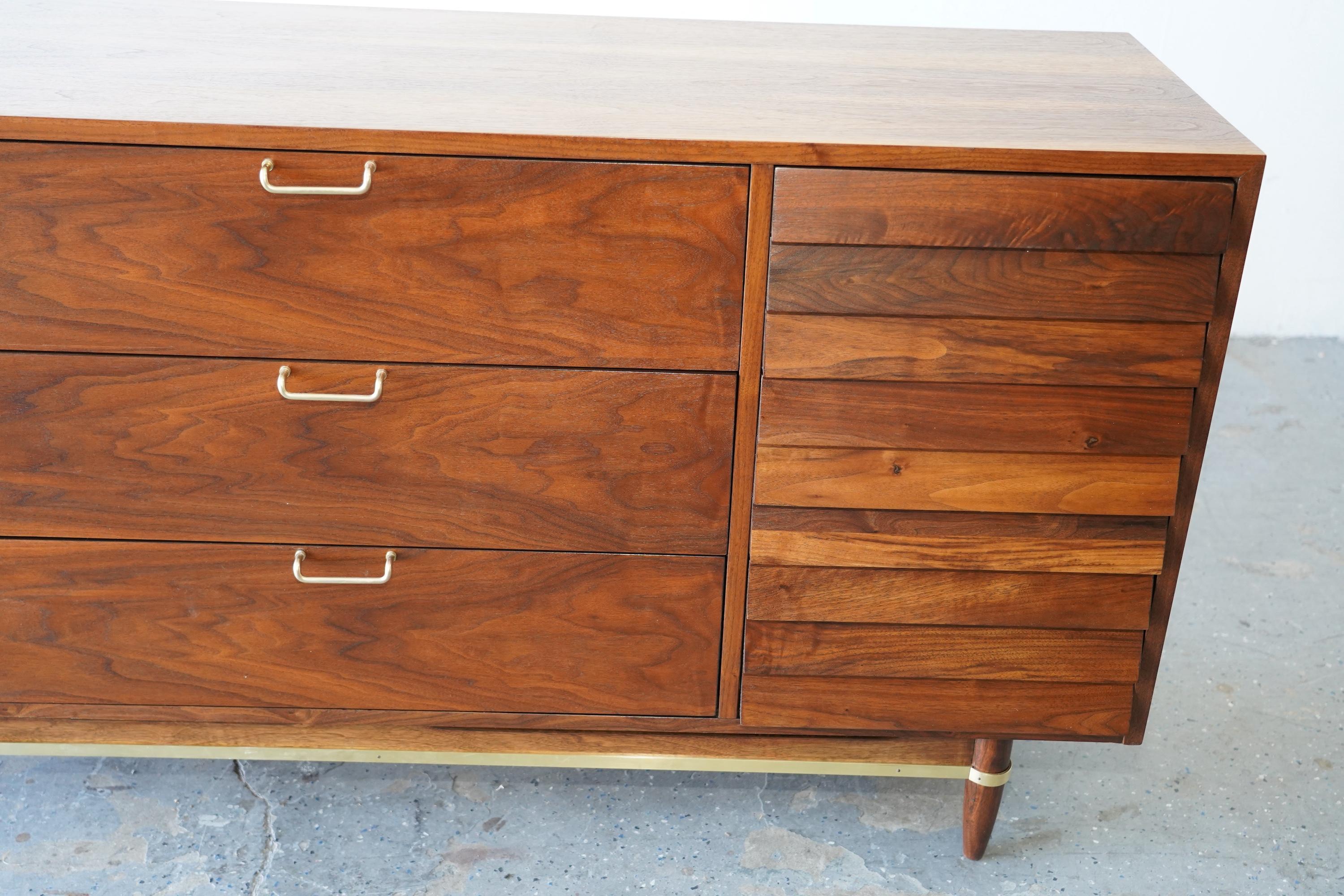 American of Martinsville Walnut Mid Century Modern Long Dresser 5