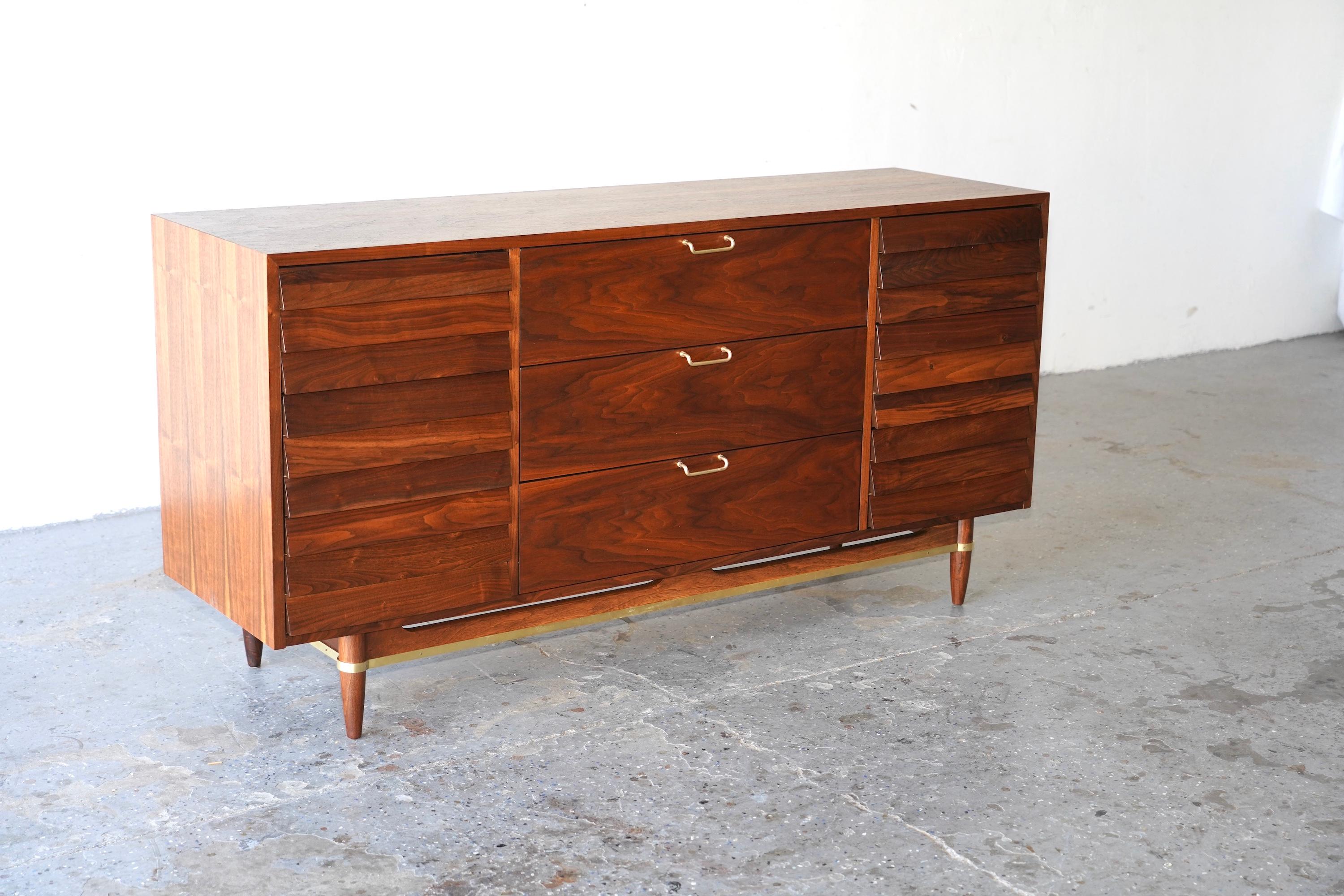 Mid-Century Modern American of Martinsville Walnut Mid Century Modern Long Dresser