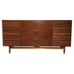 American of Martinsville Walnut Mid Century Modern Long Dresser
