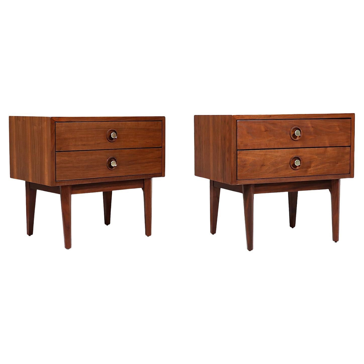 American of Martinsville Walnut Night Stands at 1stDibs