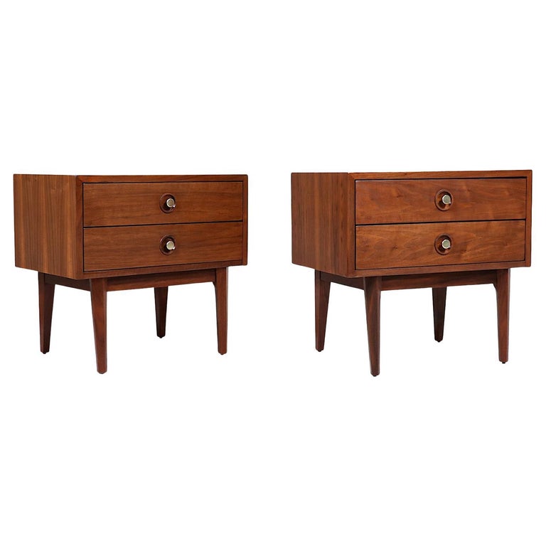 American of Martinsville Walnut Night Stands at 1stDibs