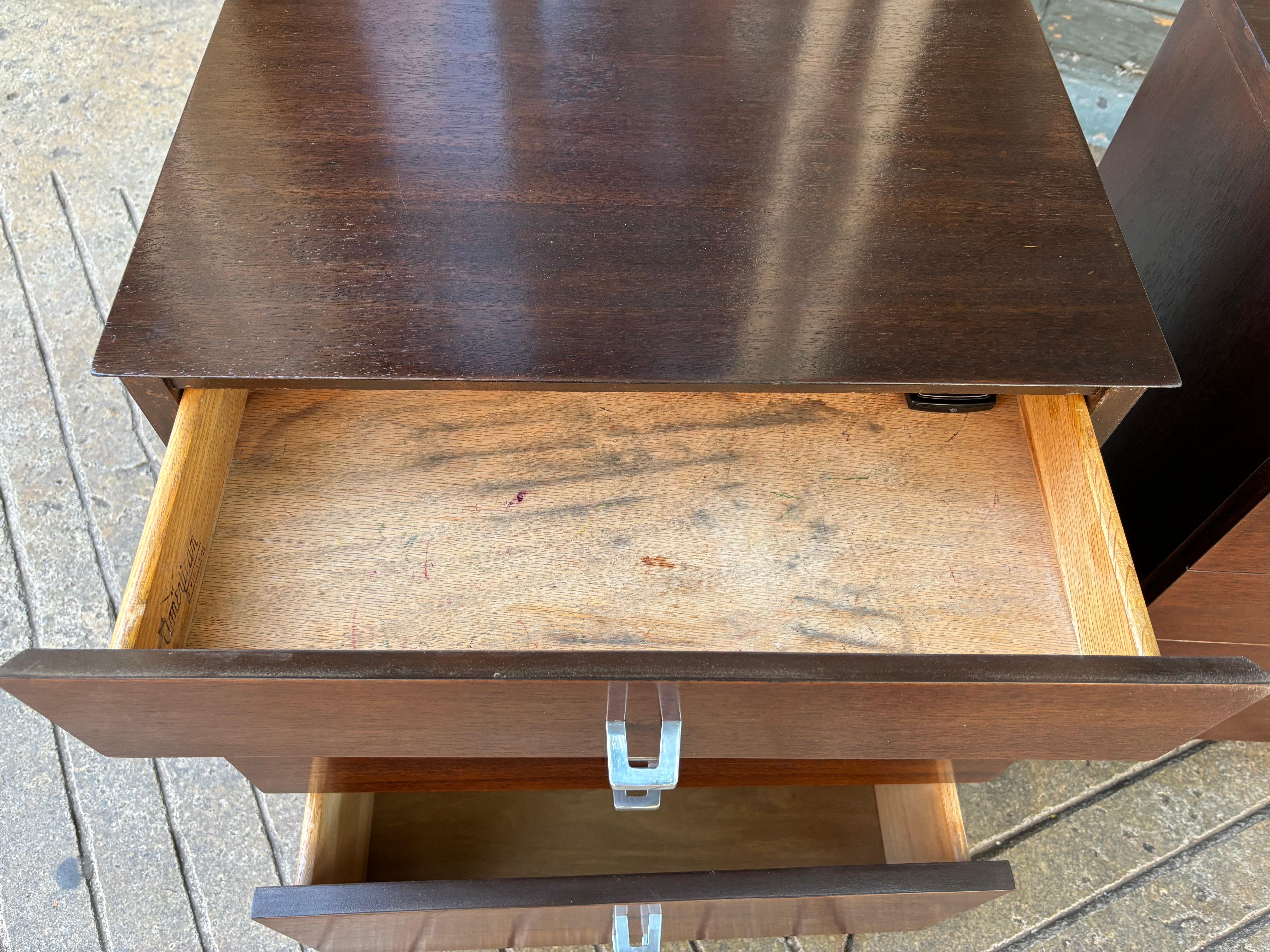 Metal American of Martinsville Walnut Nightstands