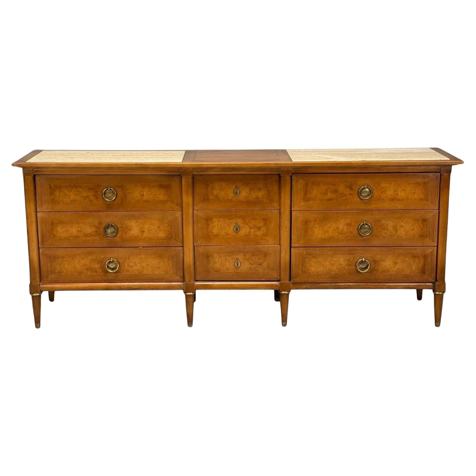 American of Martinsville, Noce, Travertino, Credenza, USA, anni '60 in vendita