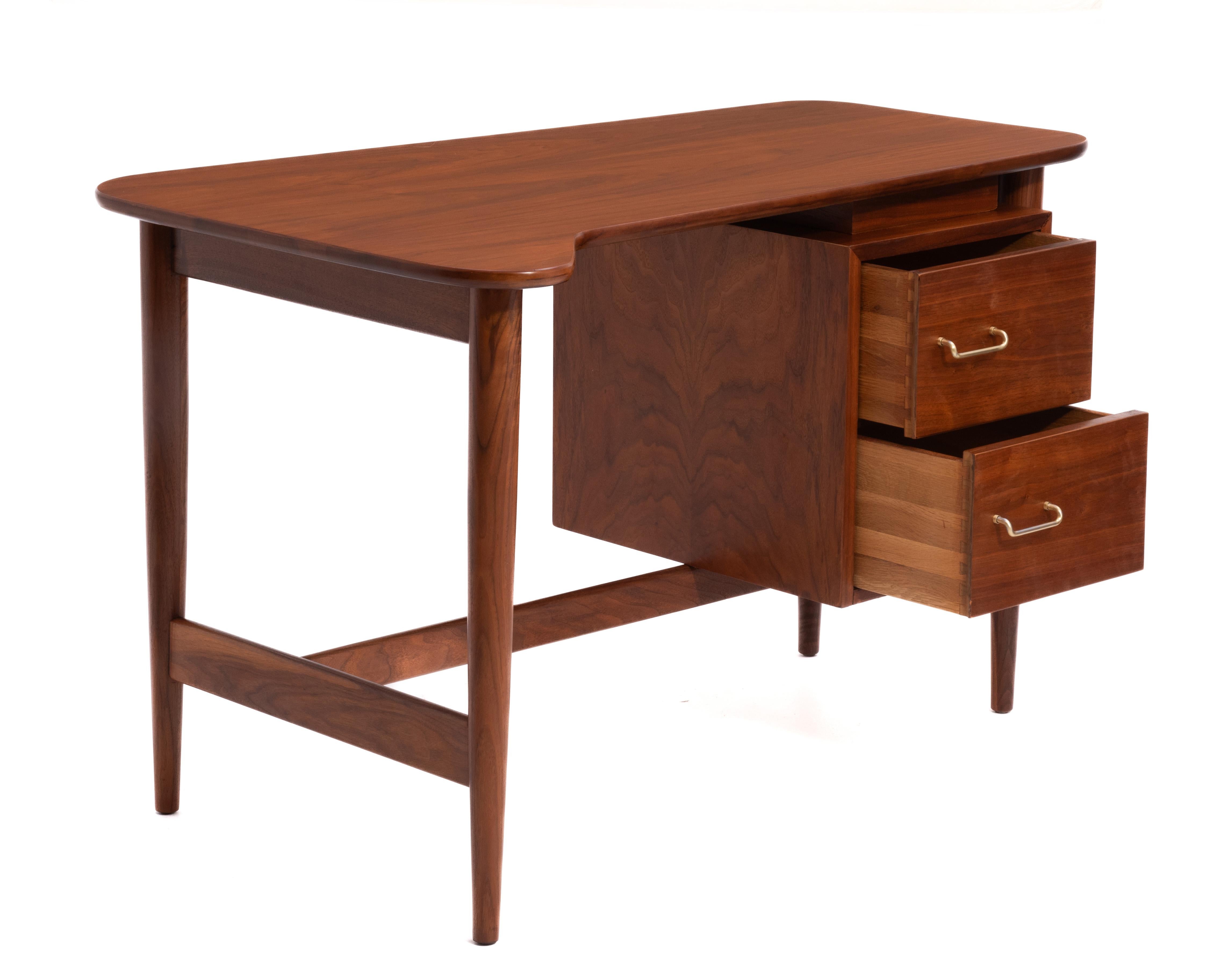 Mid-Century Modern American of Martinsville Walnut Writing Desk Merton Gershun Mid Century Modern