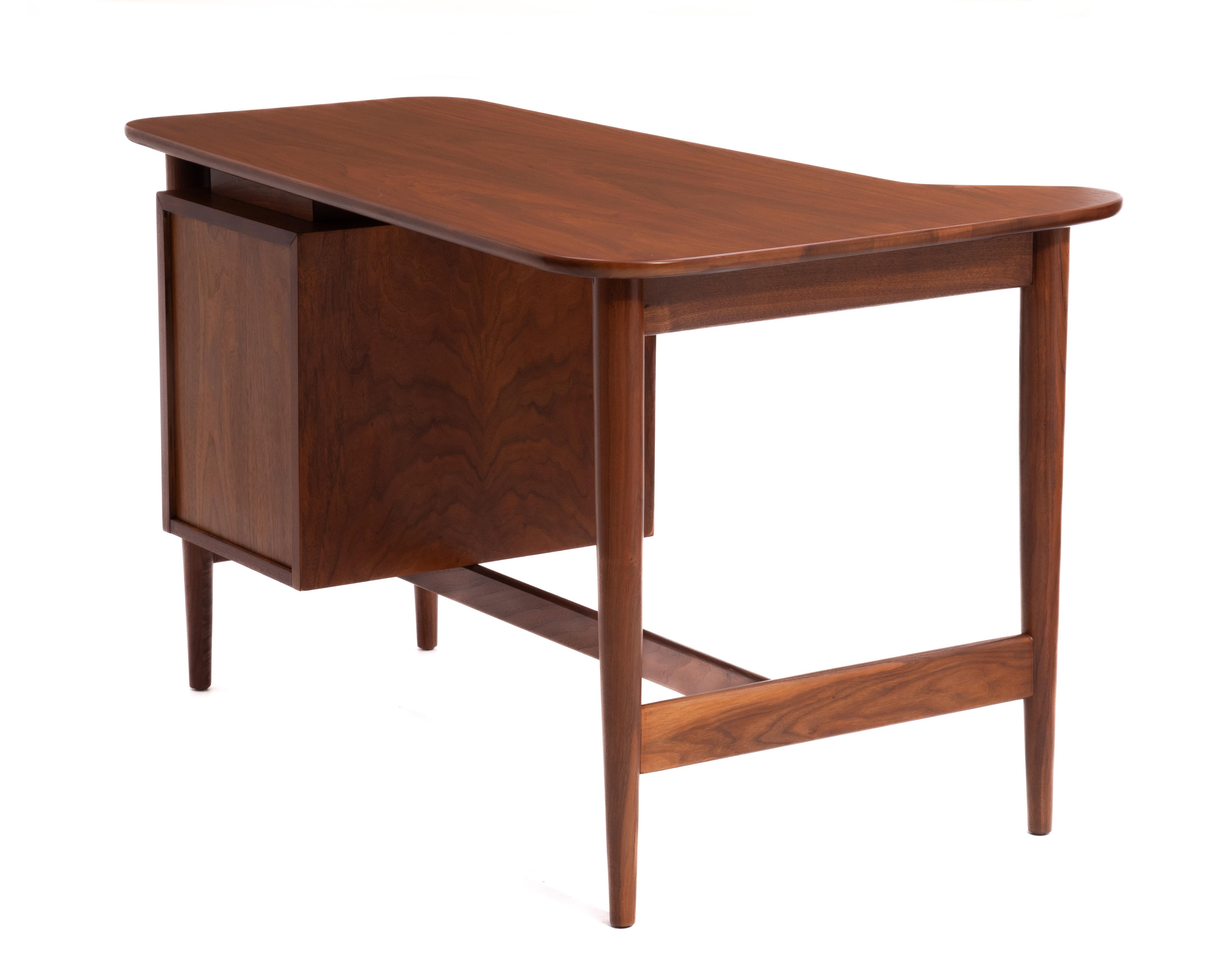 Mid-20th Century American of Martinsville Walnut Writing Desk Merton Gershun Mid Century Modern