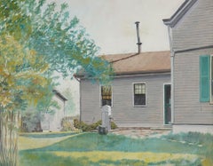 American oil on academy board summertime study of a clapboard house, c. 1935