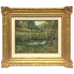 American Oil on Board Landscape Painting, 19th Century