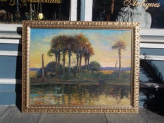 American Oil on Canvas Low Country Island in Original Gilt Frame, John C. Doyle