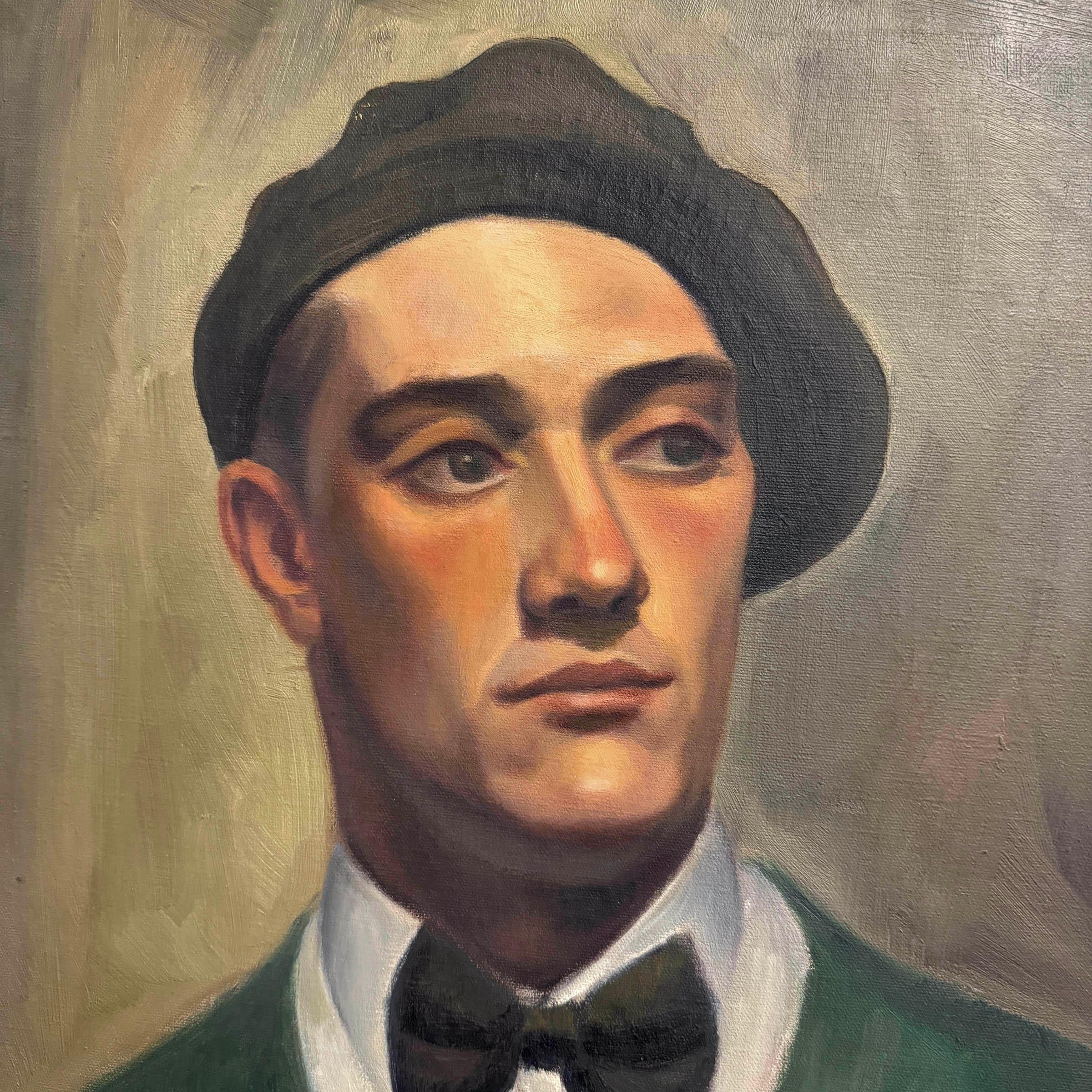 Hand-Painted American Oil on Linen Portrait of MSU Student