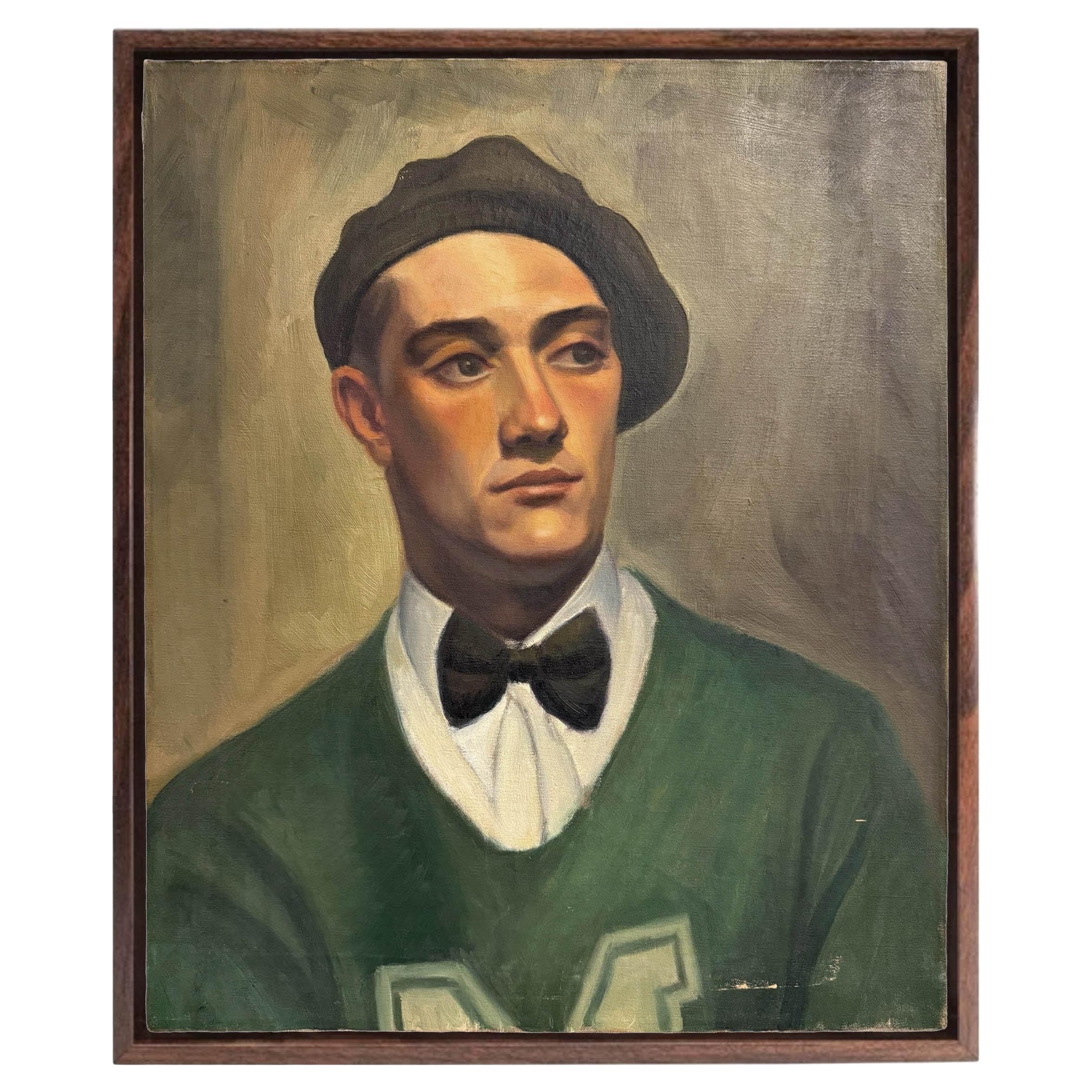 American Oil on Linen Portrait of MSU Student For Sale