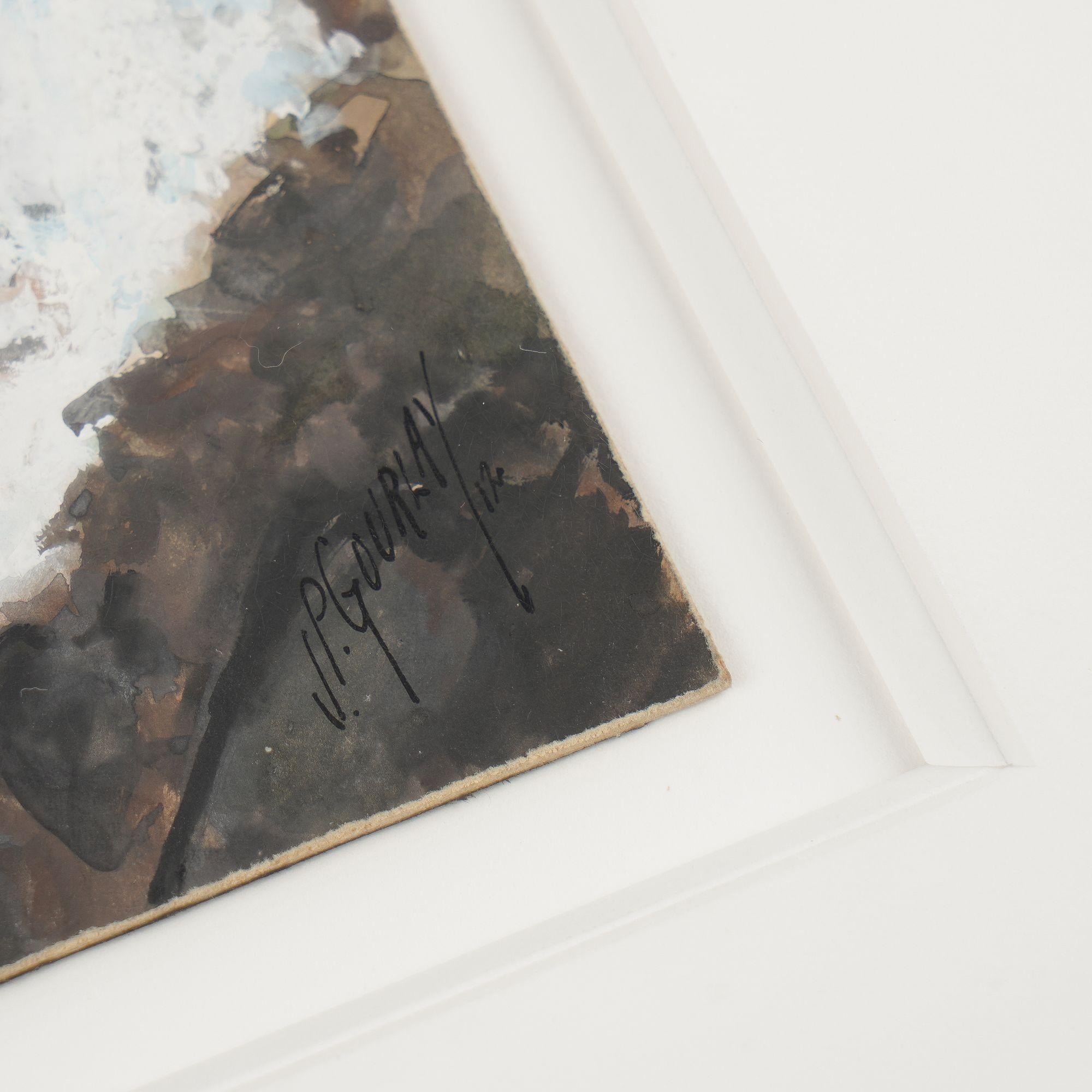 American oil on panel pochard of a waterfall by J.P. Gourlay, 1912 For Sale 1