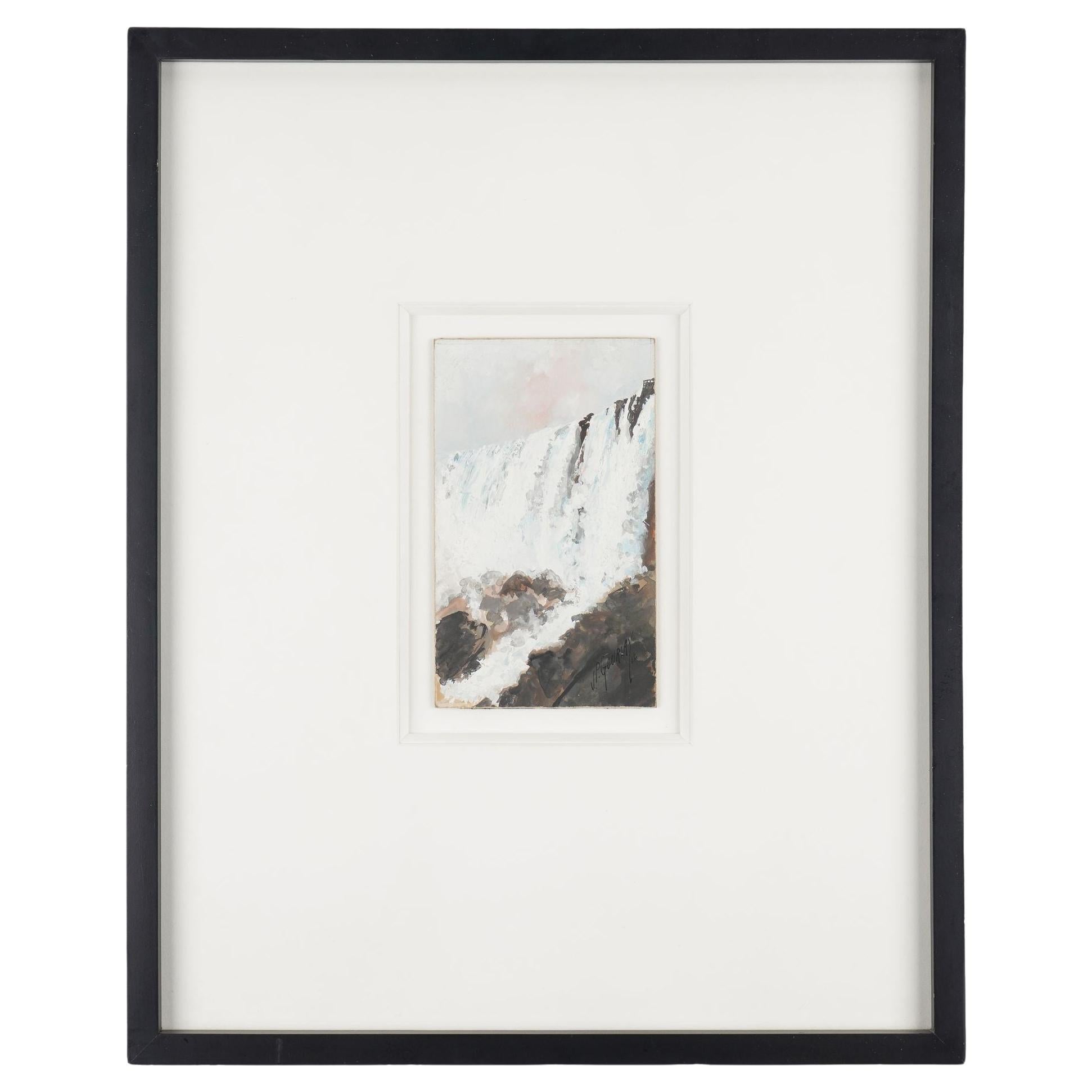 American oil on panel pochard of a waterfall by J.P. Gourlay, 1912 For Sale
