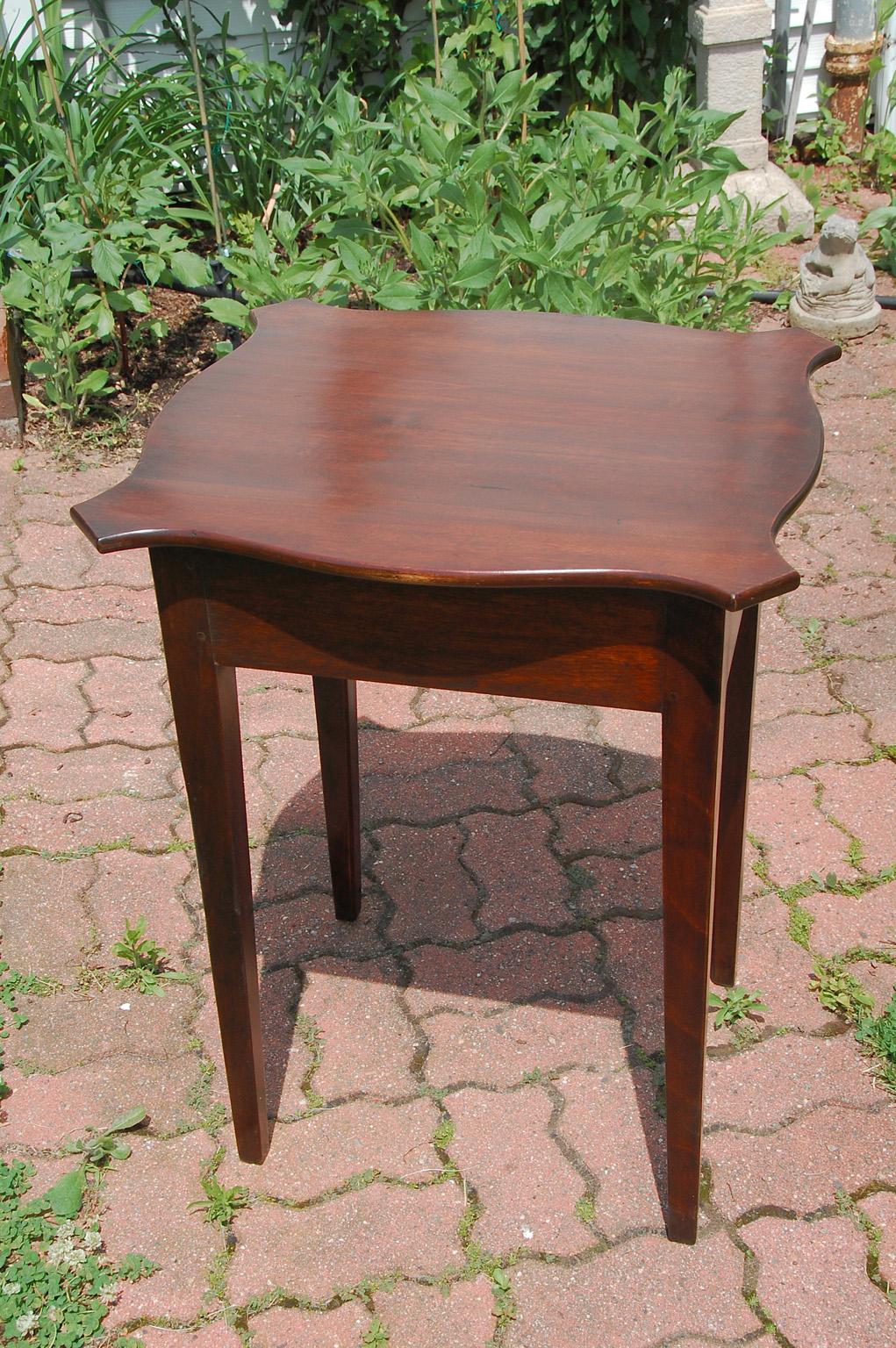 Mid-19th Century American One Drawer Serpentine Top Sidetable by Ariel Hinckley of Maine in 1836