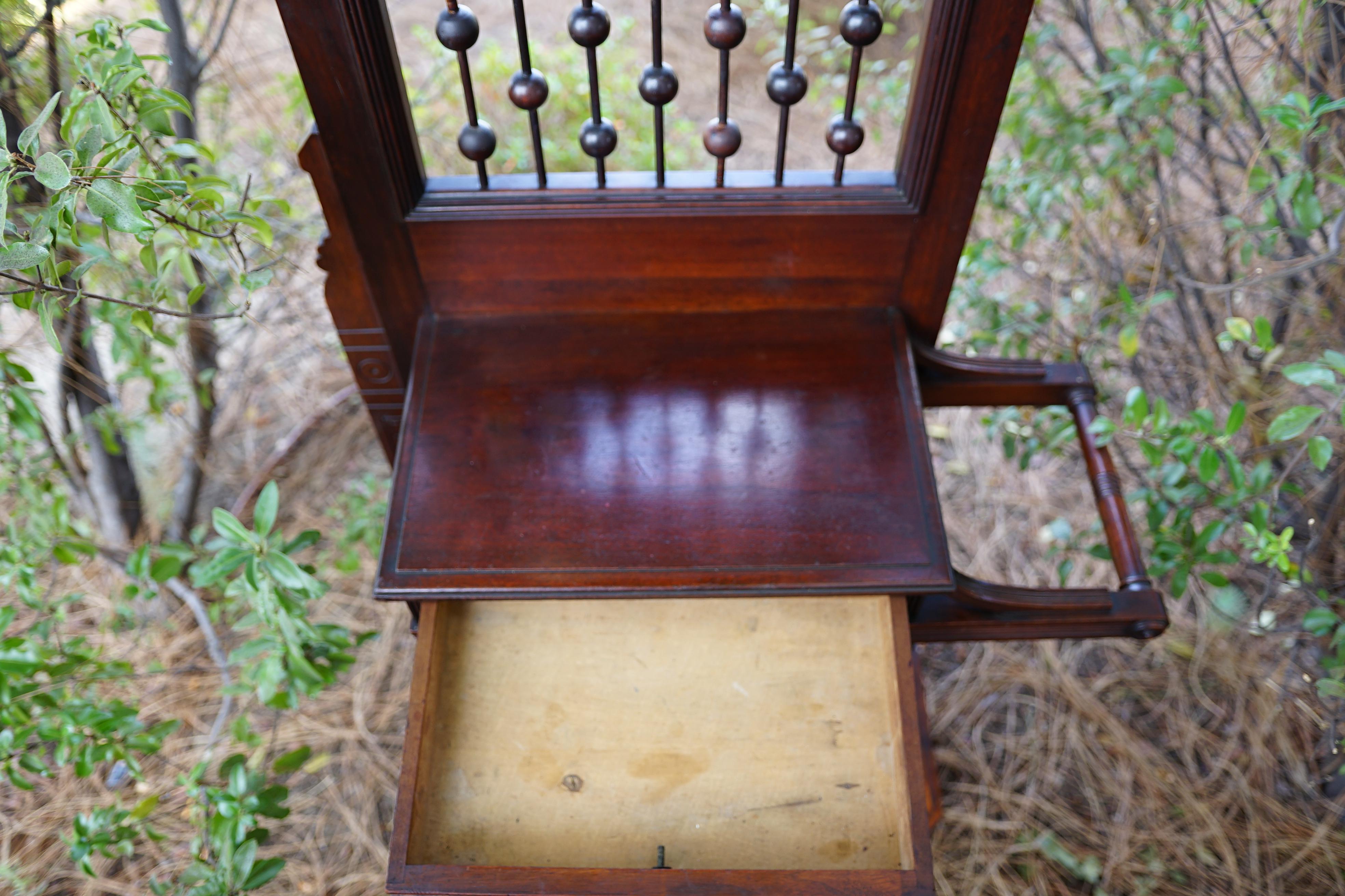 American or English Antique Aesthetic Movement Mahogany Hall Tree, Coat Stand For Sale 1