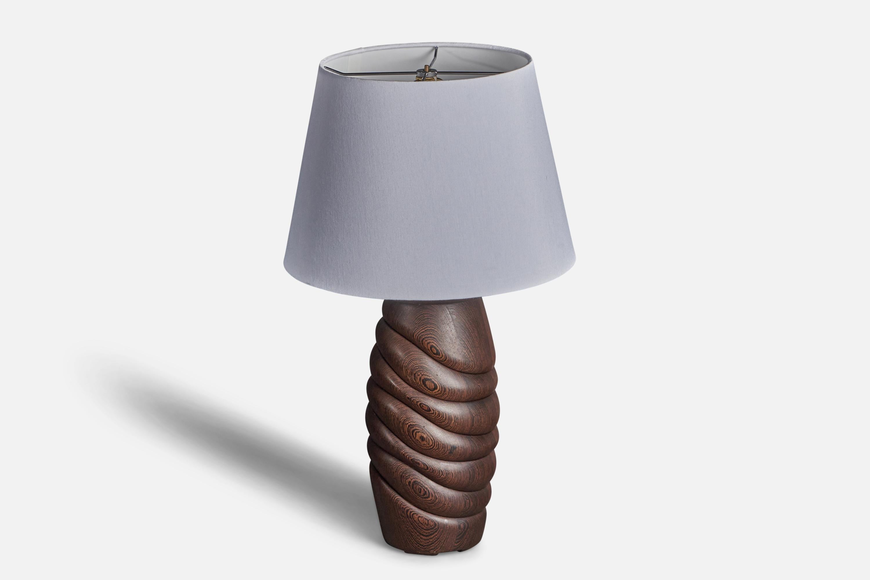 Amerikanische organische Tischlampe, Massiv Wenge, Stoffkünstlerstudio, Amerika, 1980 (amerikanisch) im Angebot