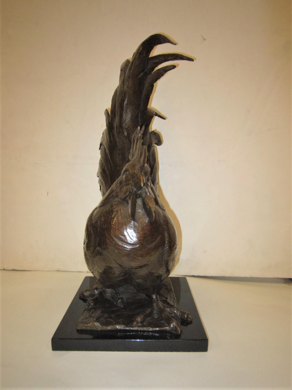 Contemporary American Original Bronze Sculpture of a Rooster by Dan Ostermiller