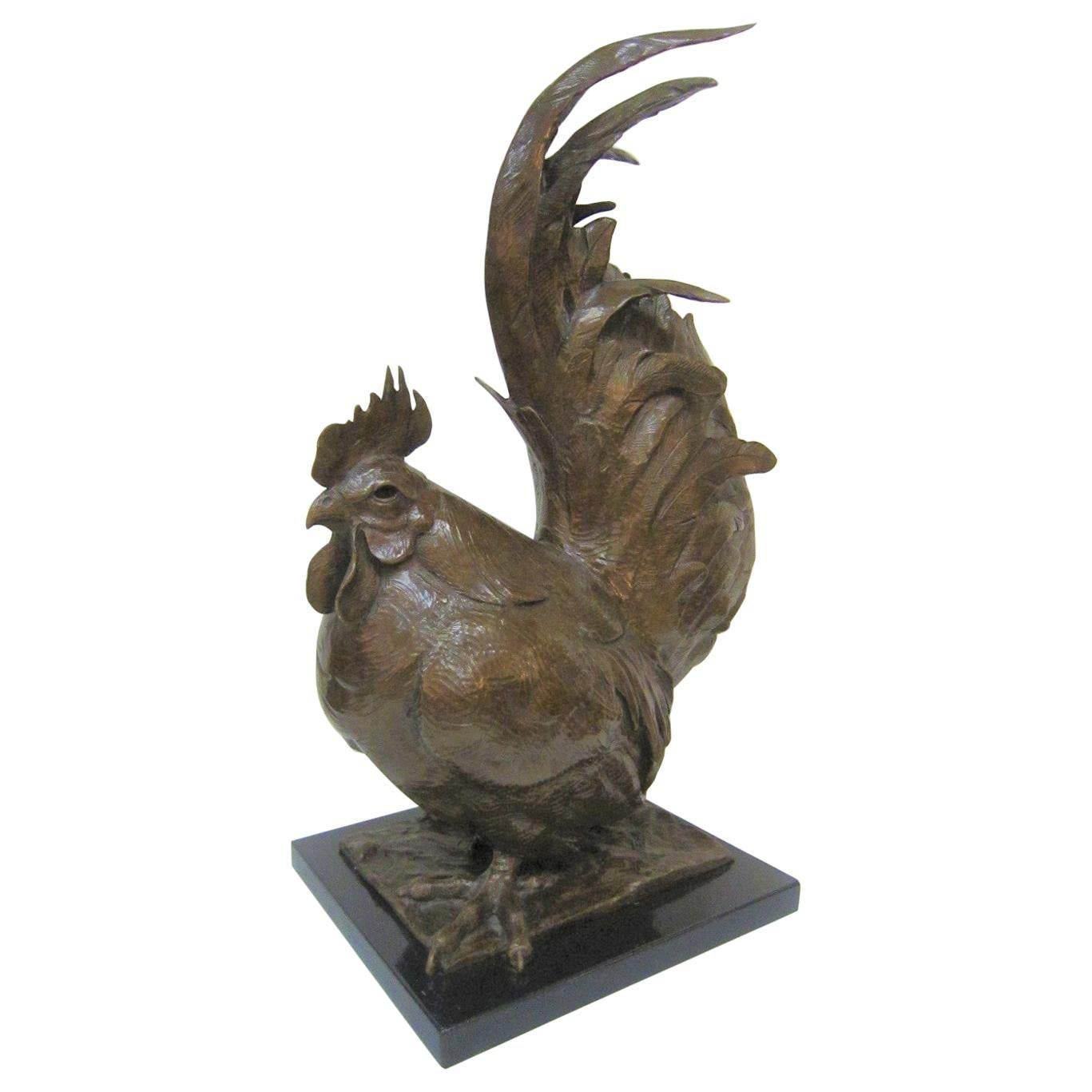 American Original Bronze Sculpture of a Rooster by Dan Ostermiller