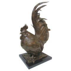 American Original Bronze Sculpture of a Rooster by Dan Ostermiller