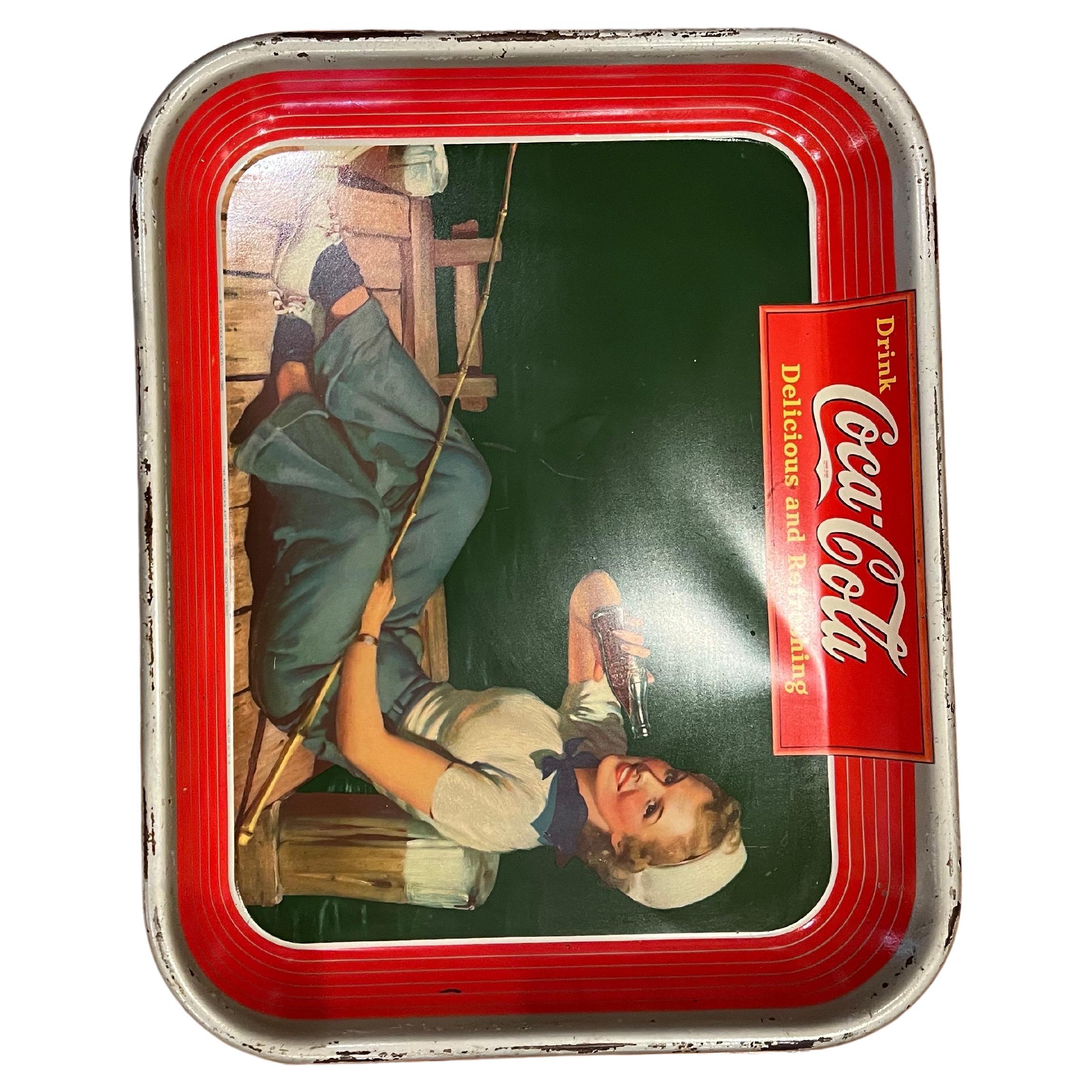 American Original Coke Coca Cola 1940's Advertising Serving Tray 321-K In Good Condition For Sale In San Diego, CA