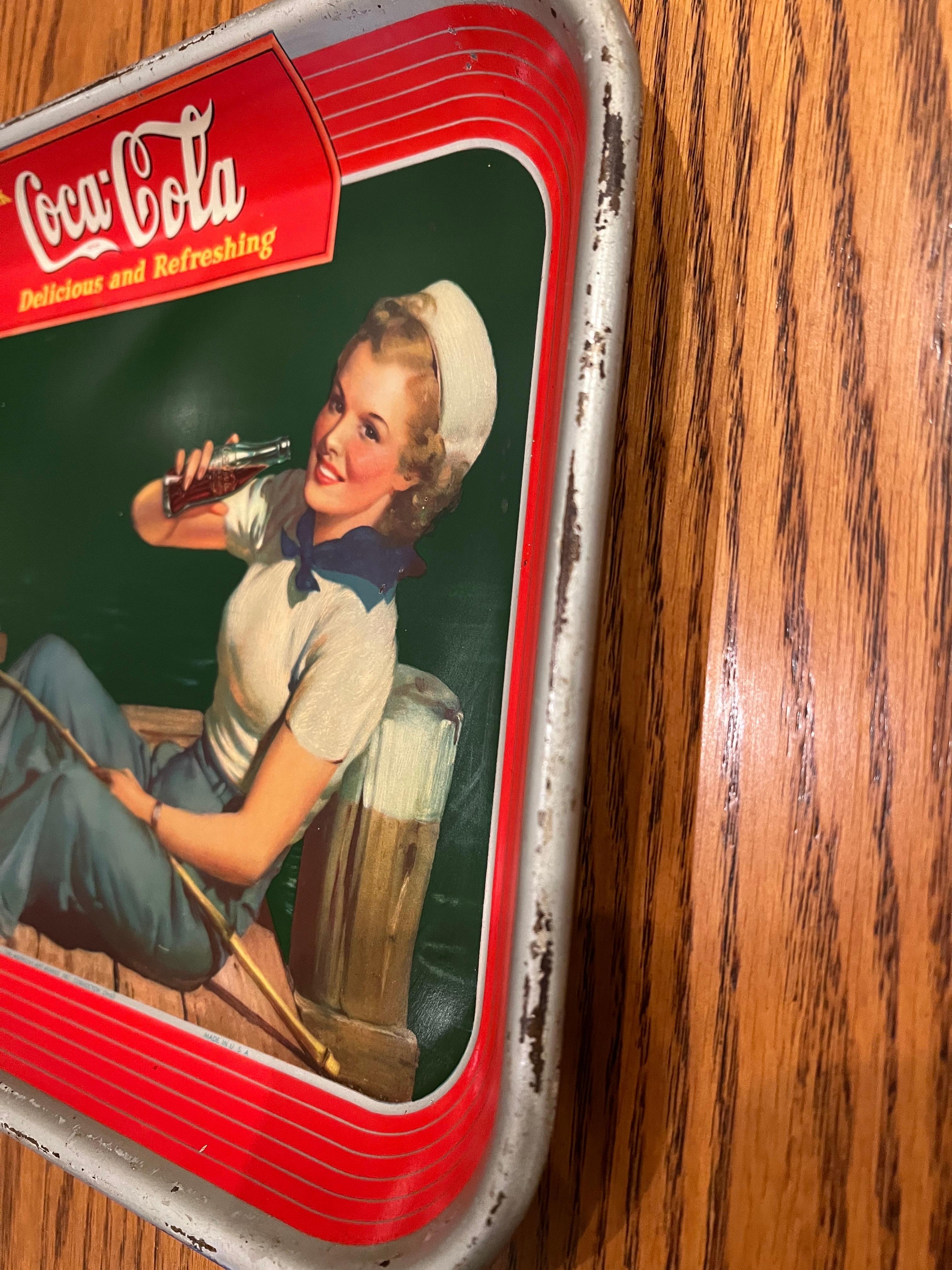 Plateau de service publicitaire américain original Coca Cola des années 1940 321-K en vente 1