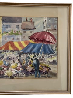 American Original Watercolor Mid-Century Modern Mary Boulton, Signed.
