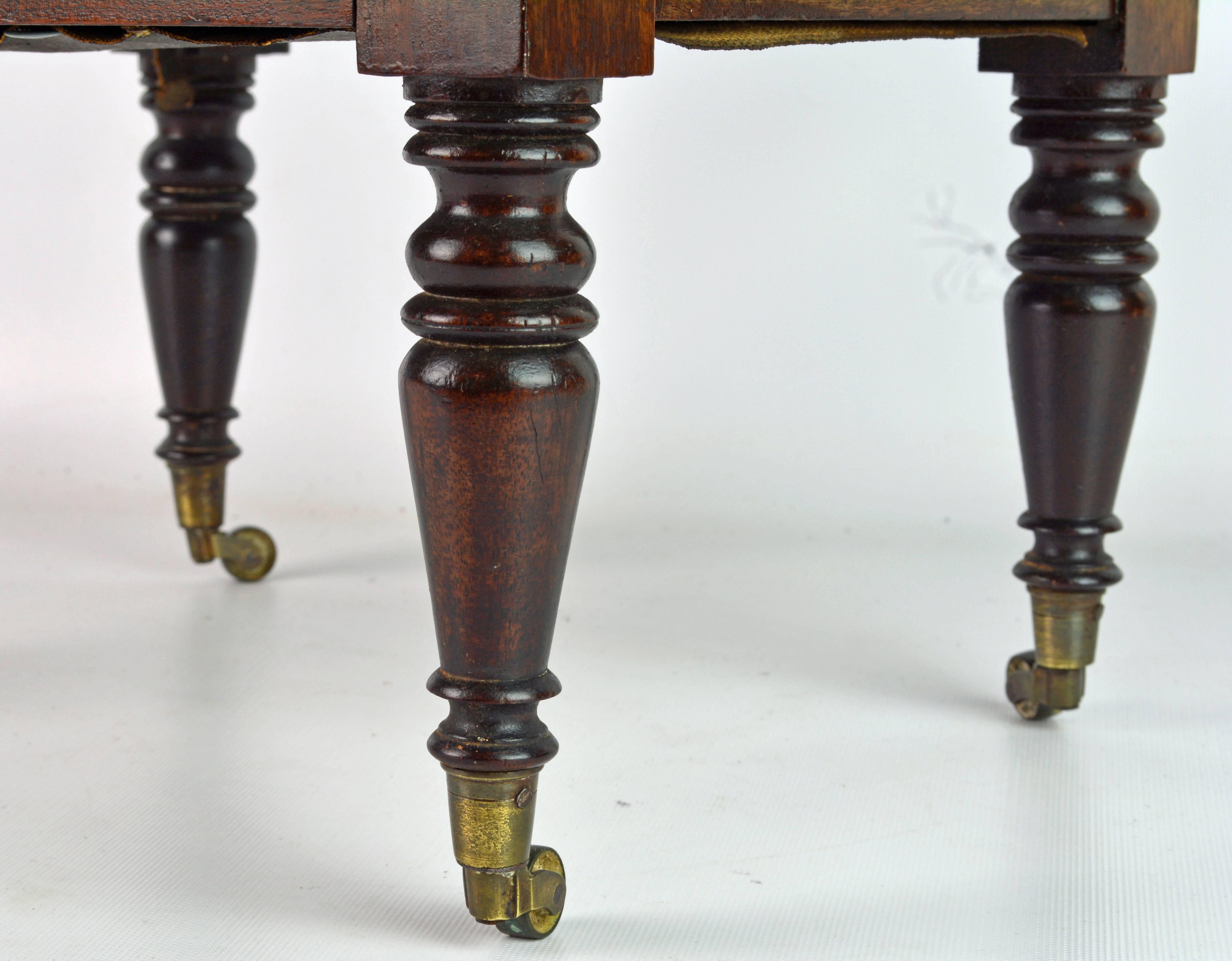 American, Pa. 19th Century Mahogany Miniature Two-Drawer Chest on Turned Legs 2