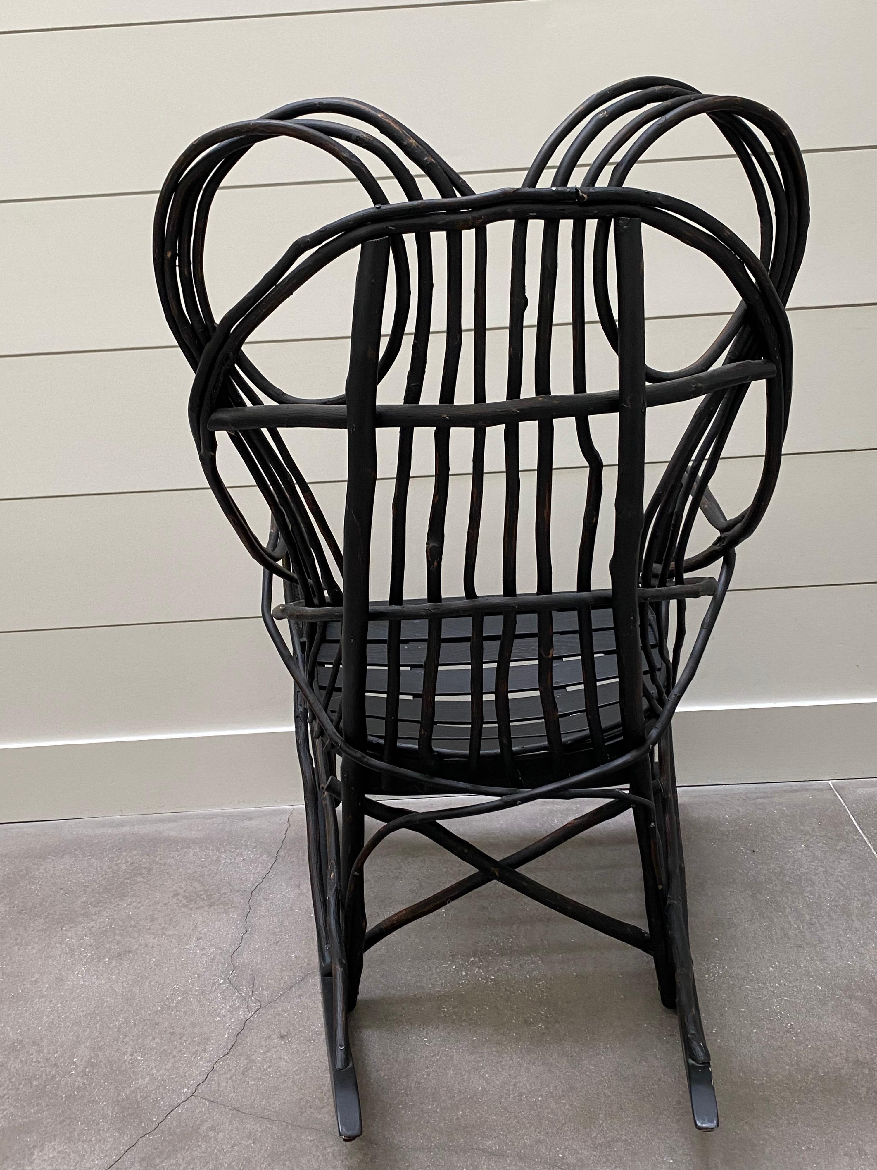20th Century American Painted Adirondack Twig Rocking Chair