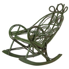 Chaise berçante Adirondack en brindilles peintes à l'américaine