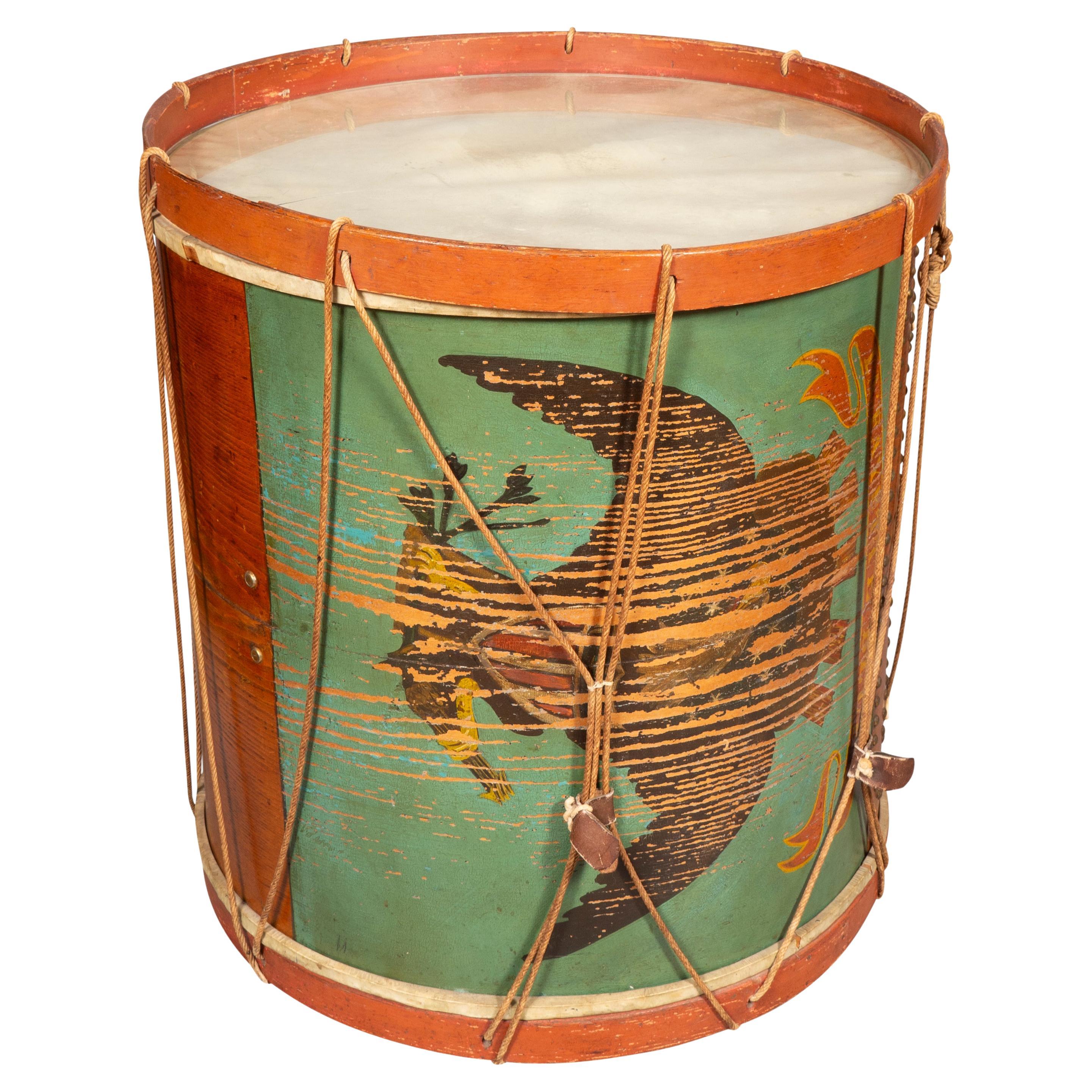 American Painted Ash Drum Now A Table For Sale